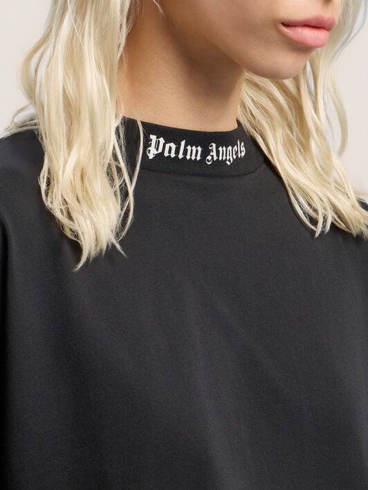 Back Curved Logo Mini Tee PALM ANGELS Back Curved Logo Mini Tee BLACK - OFF WHITE PWAA054F25JER001