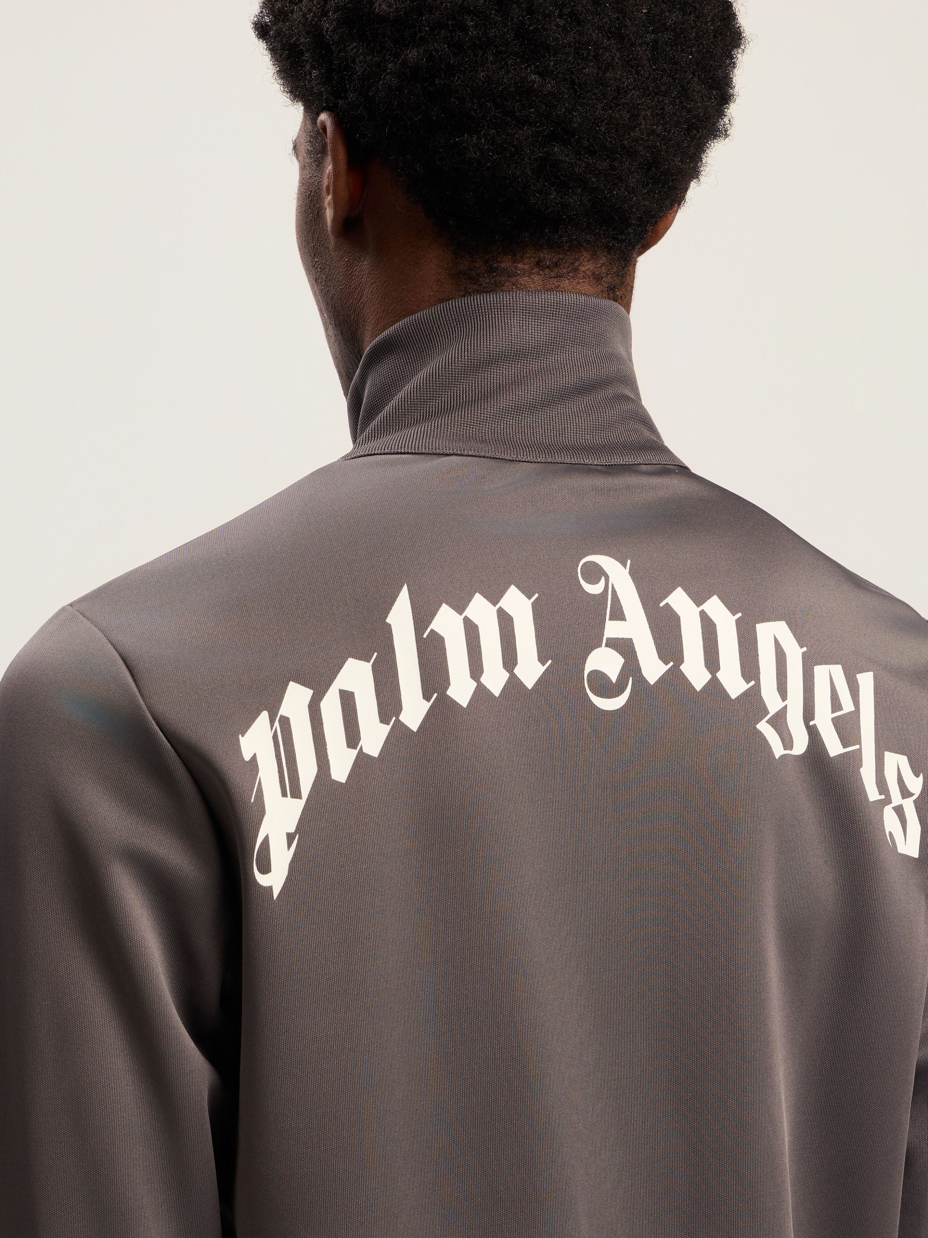 PALM ANGELS Back Curved Logo Track Jacket DARK GREY - OFF WHITE PMBD089F25FAB002