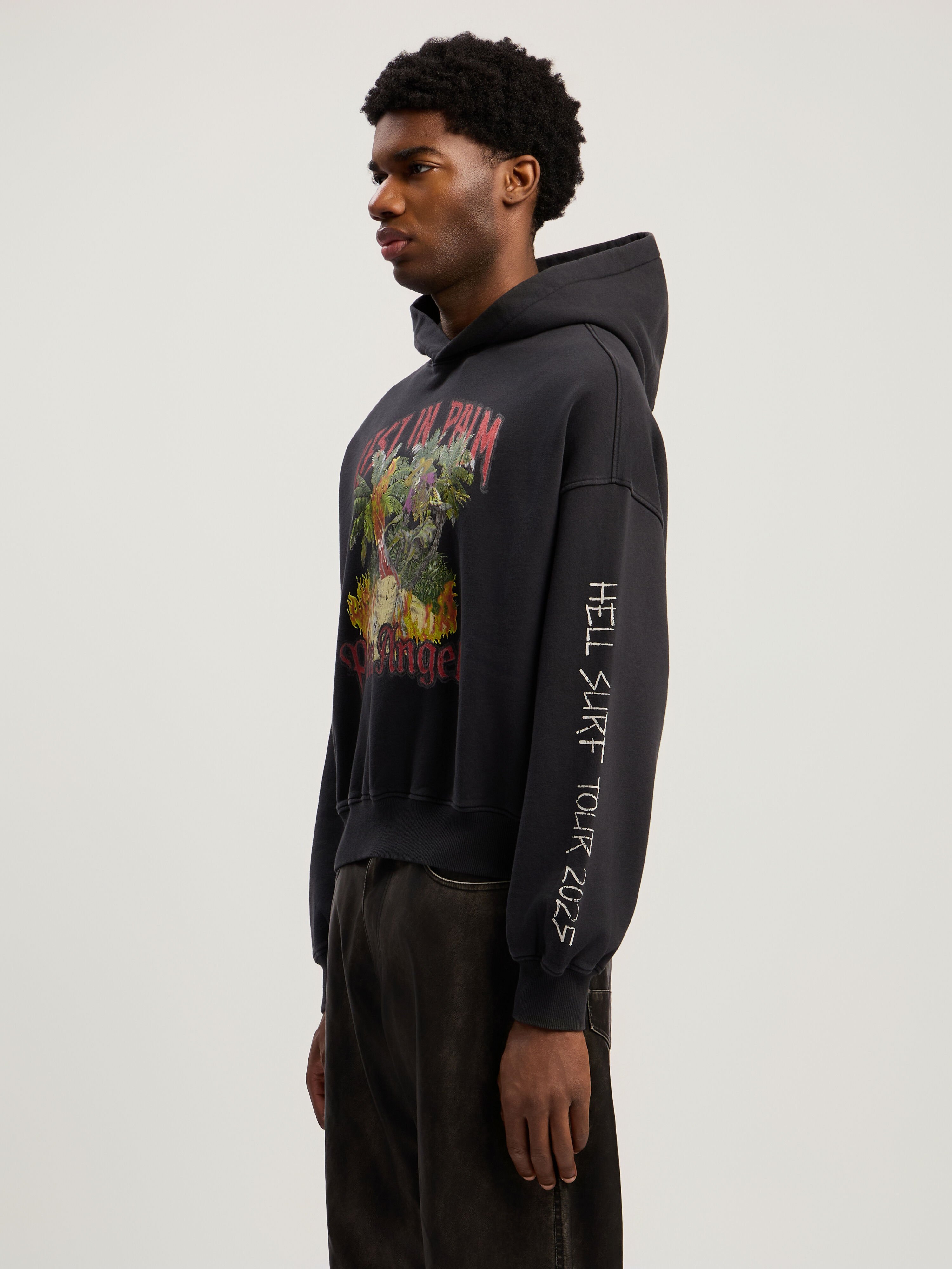 PALM ANGELS Rest In Palm Loose Hoodie BLACK - MULTICOLOR PMBB17IF25FLE001