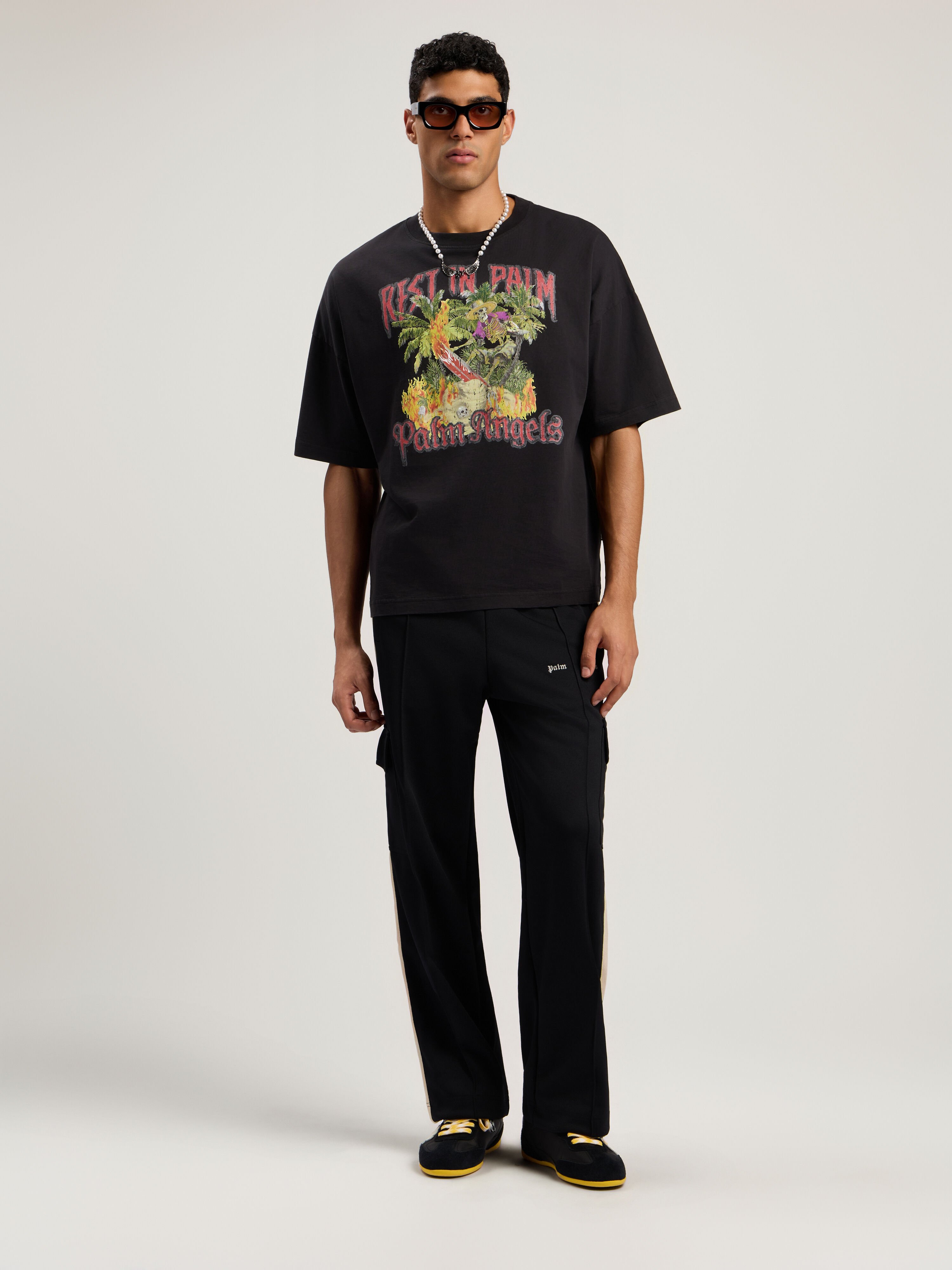 Rest In Palm Loose T-Shirt PALM ANGELS Rest In Palm Loose T-Shirt BLACK - MULTICOLOR PMAA10DF25JER006