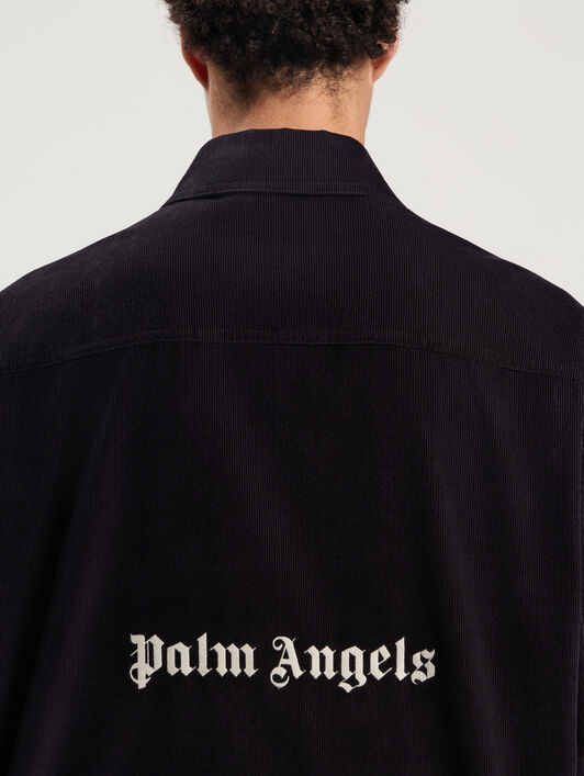 PALM ANGELS Classic Logo Corduroy Overshirt ANTHRACITE - OFF WHITE PMES024F25FAB001