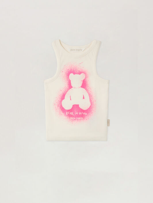 PALM ANGELS Spray Bear Tank Top OFF WHITE - FUCHSIA FLUO PWAC024F25FAB001