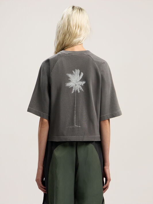 PALM ANGELS Dollar Cropped Tee VINTAGE BLACK - OFF WHITE PWAA07AF25JER001