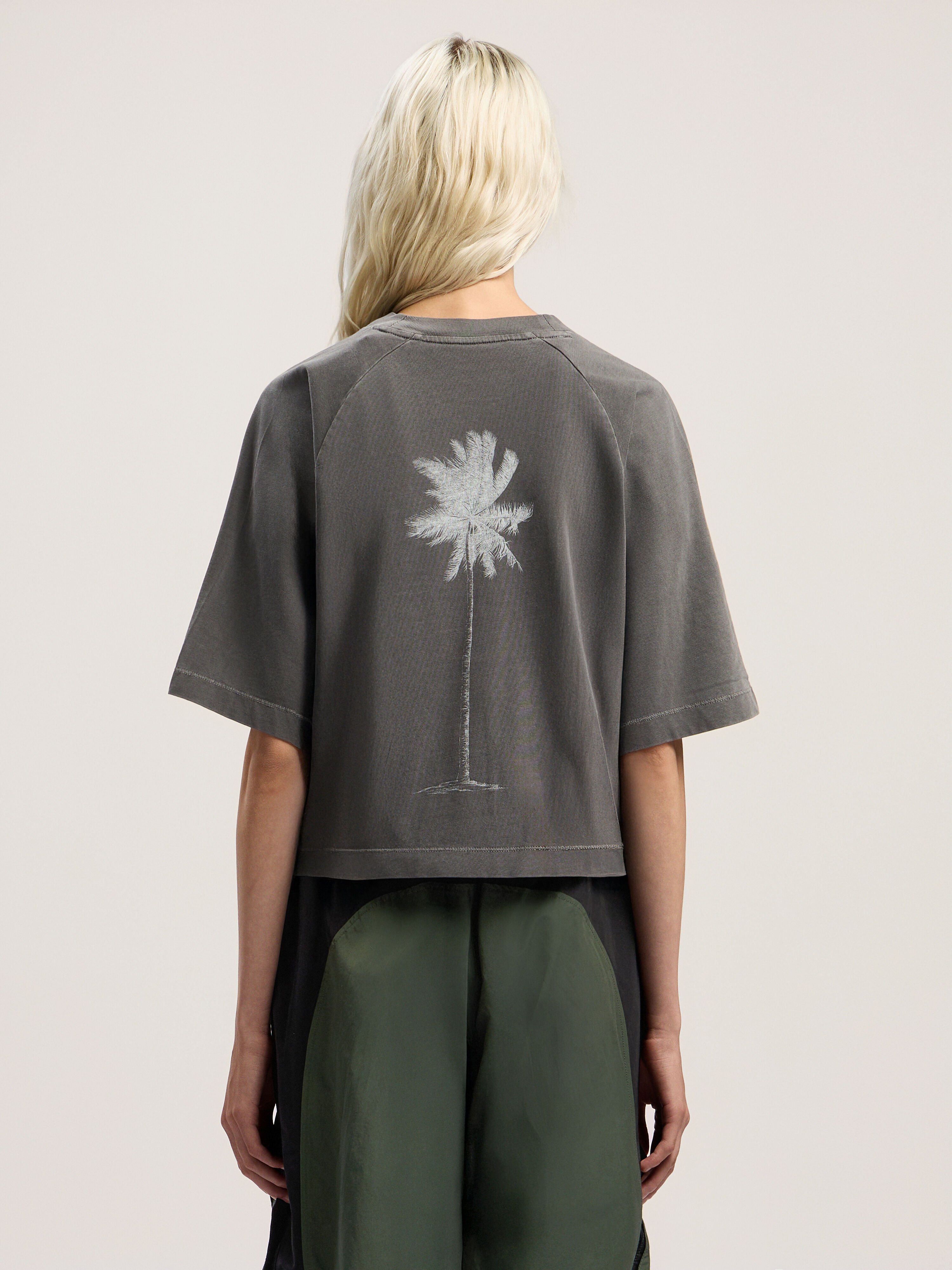 PALM ANGELS Dollar Cropped Tee VINTAGE BLACK - OFF WHITE PWAA07AF25JER001