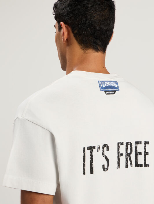 PALM ANGELS Catch Reg T-Shirt OFF WHITE - BLACK PMAA109F25JER002