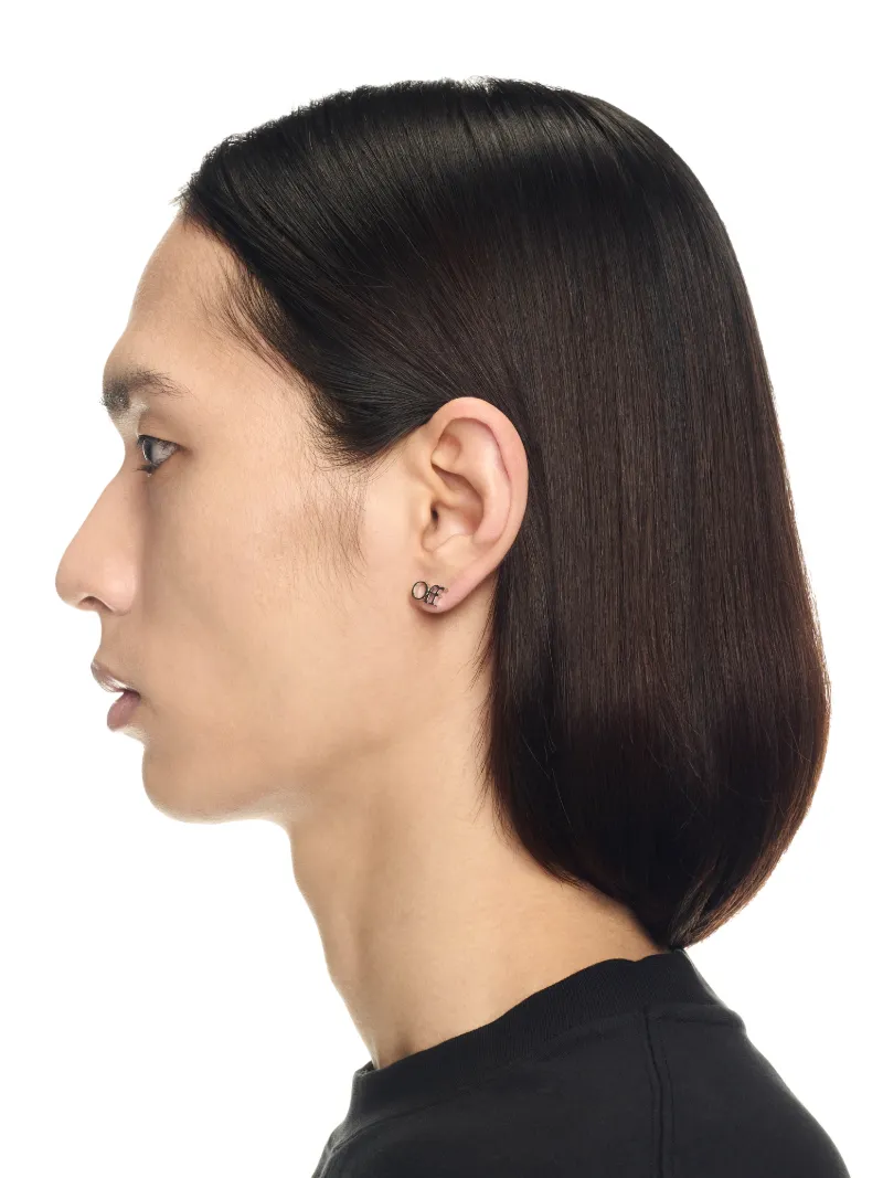 Off-white Logo Mono Earring In Silver
