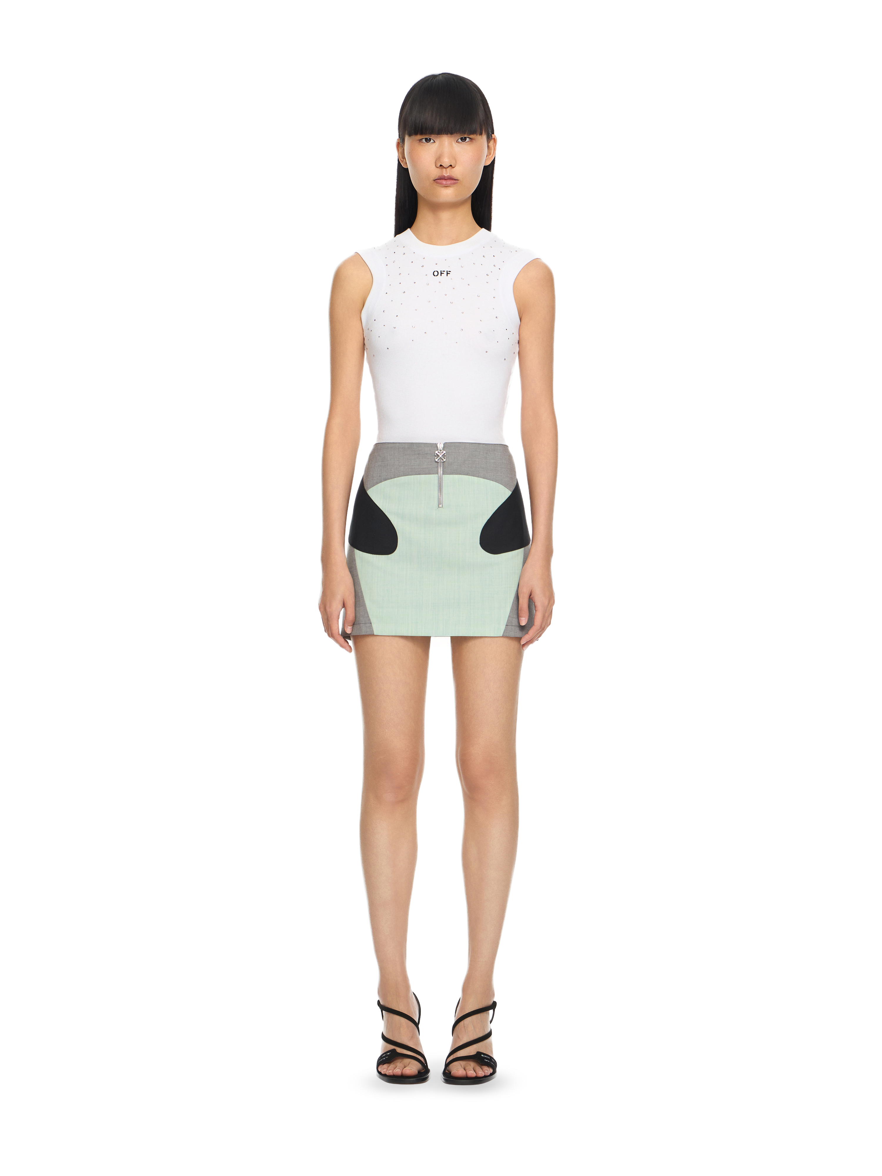 Off-White Stretch Color Block Skirt