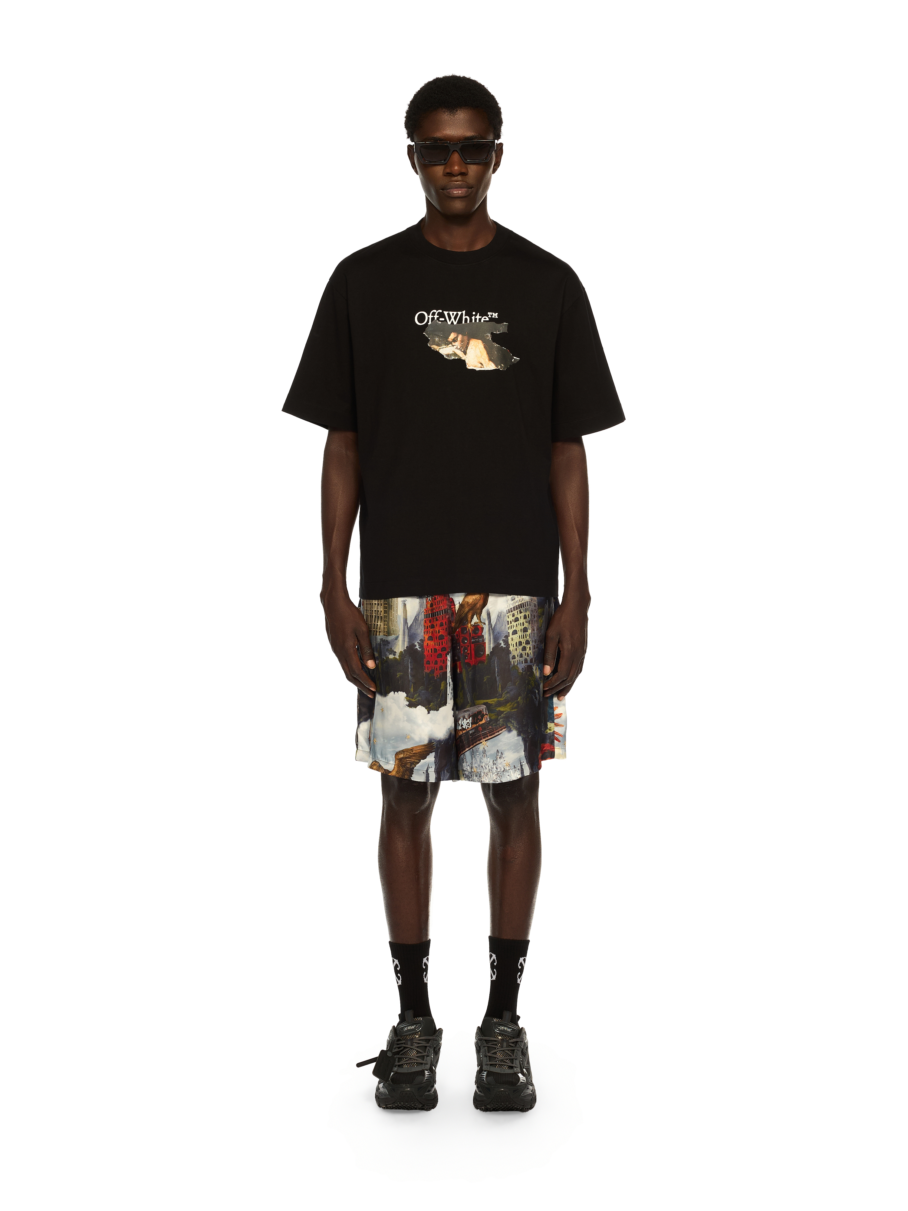  Off White Paint Arrow Skate Logo Tee - Male Sale Check Black - White S 