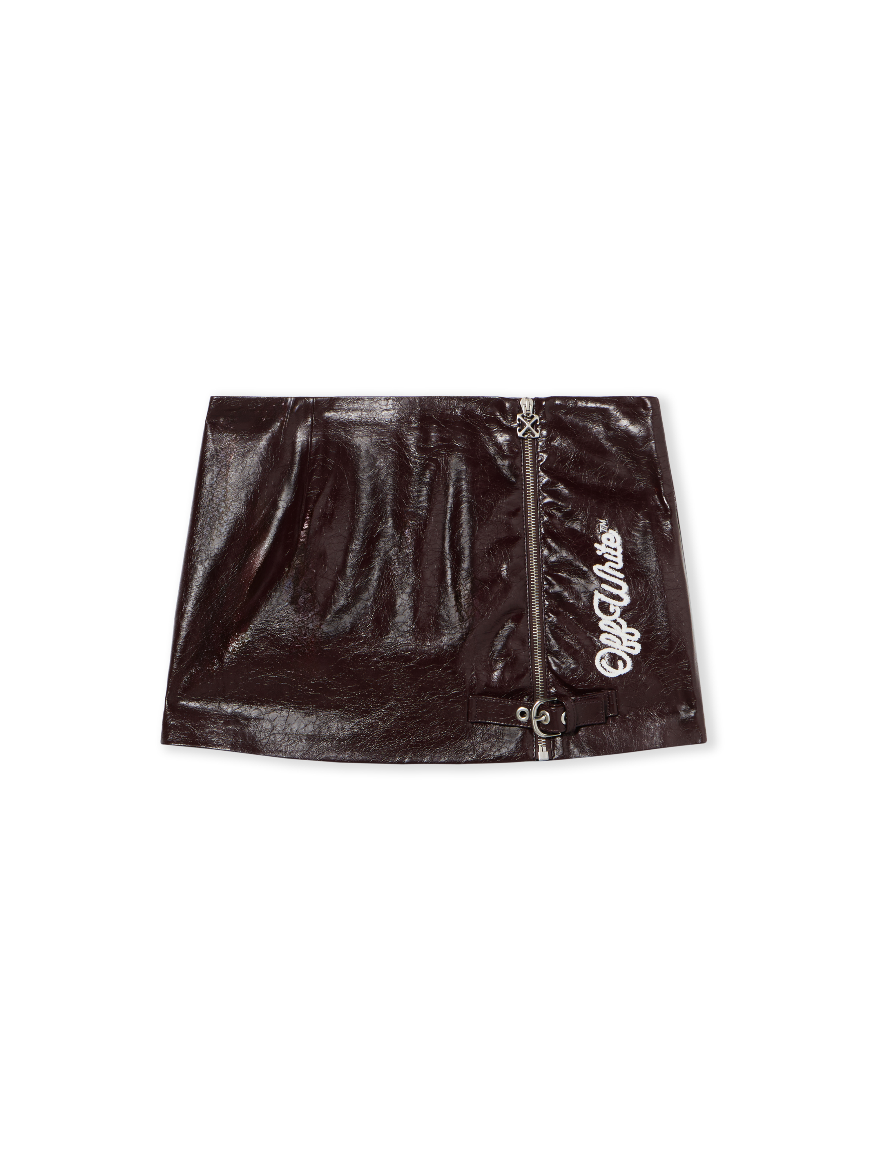 Off-white Crinkle Coated Mini Skirt In Brown
