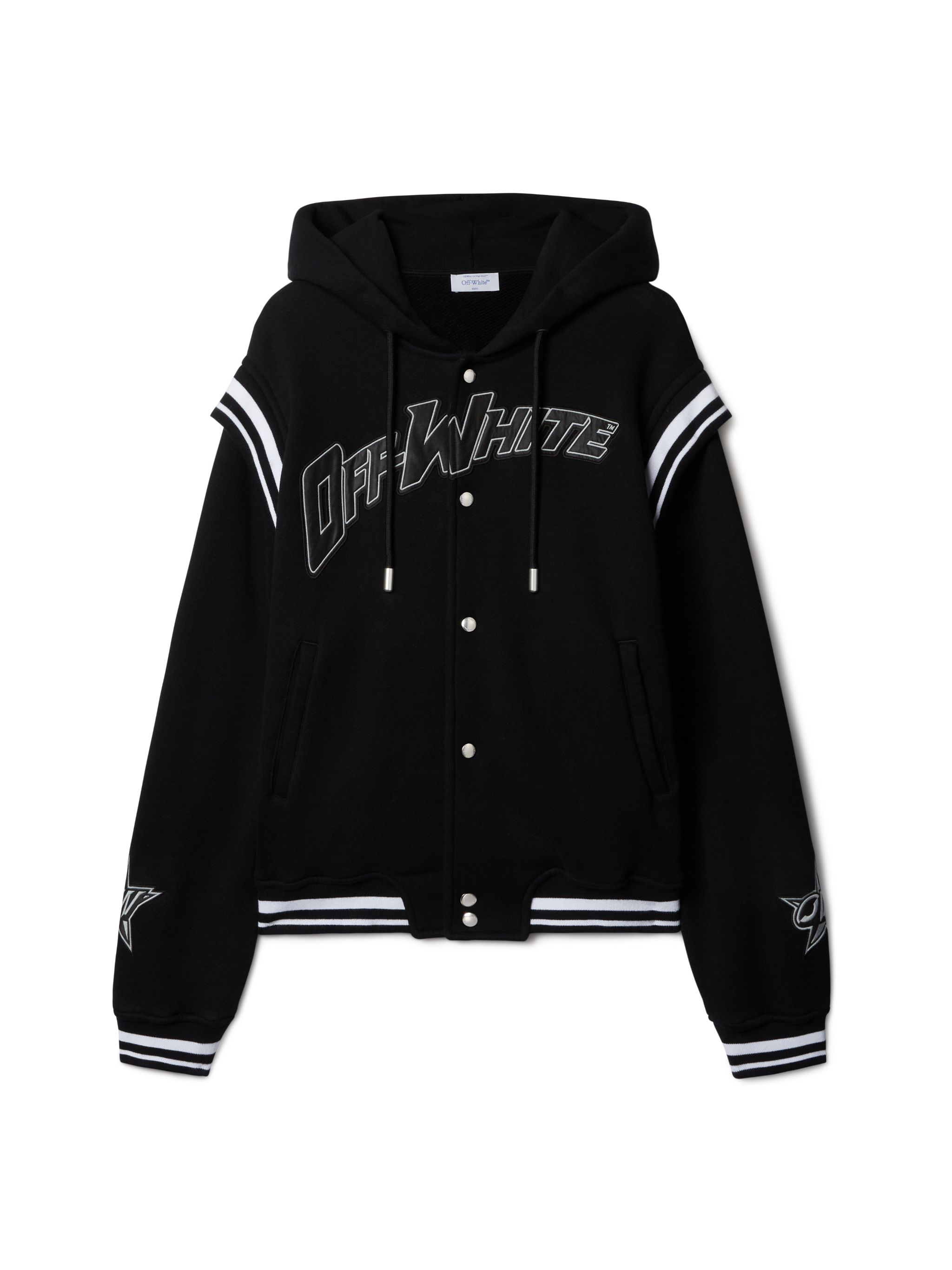 Off-white Black Varsity Sweatshirt With Press-stud Fastening And Bold Lettering In Black