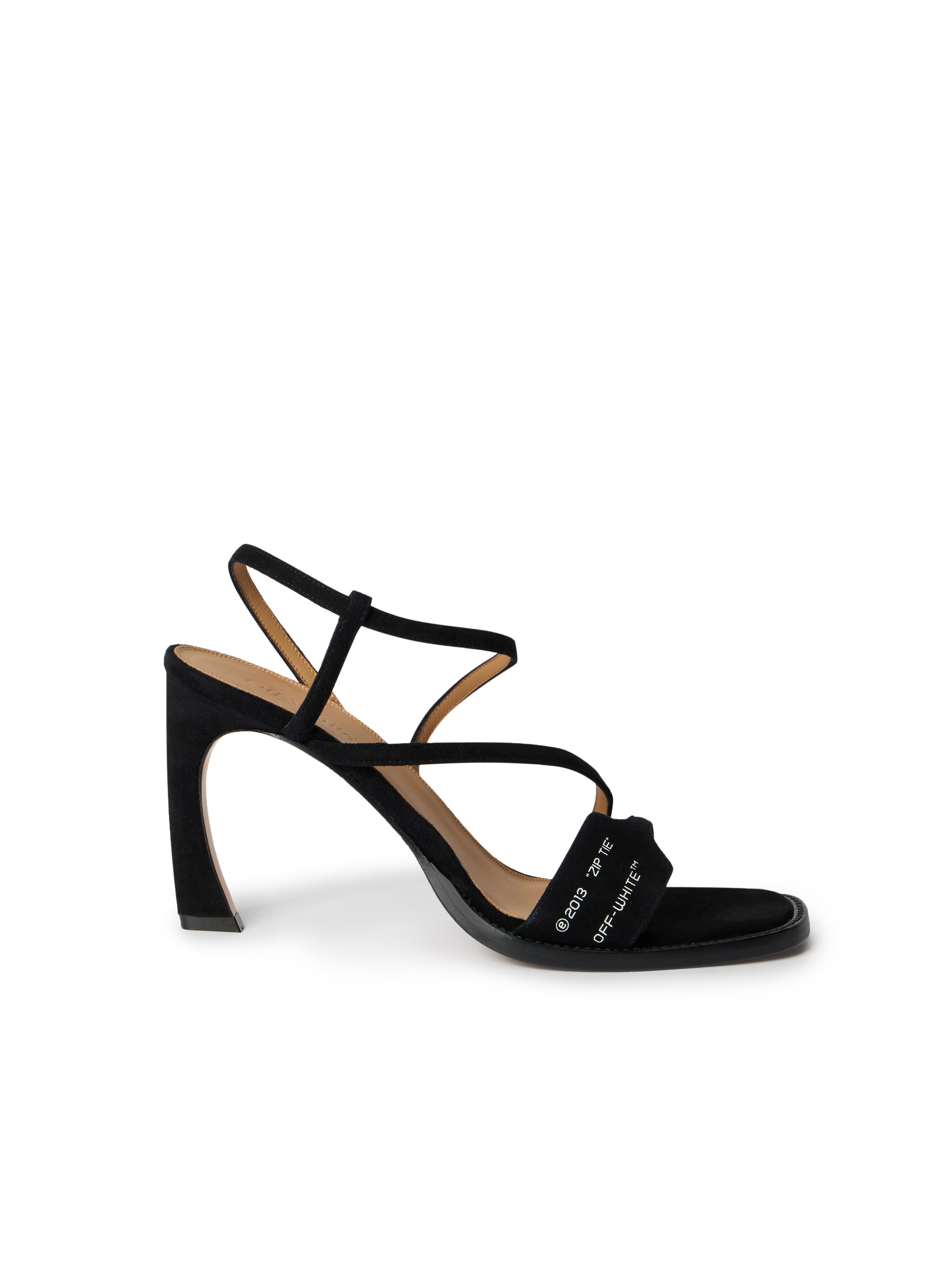  Off White Zip Tie Loop Sandals - Female  Black - White 36 