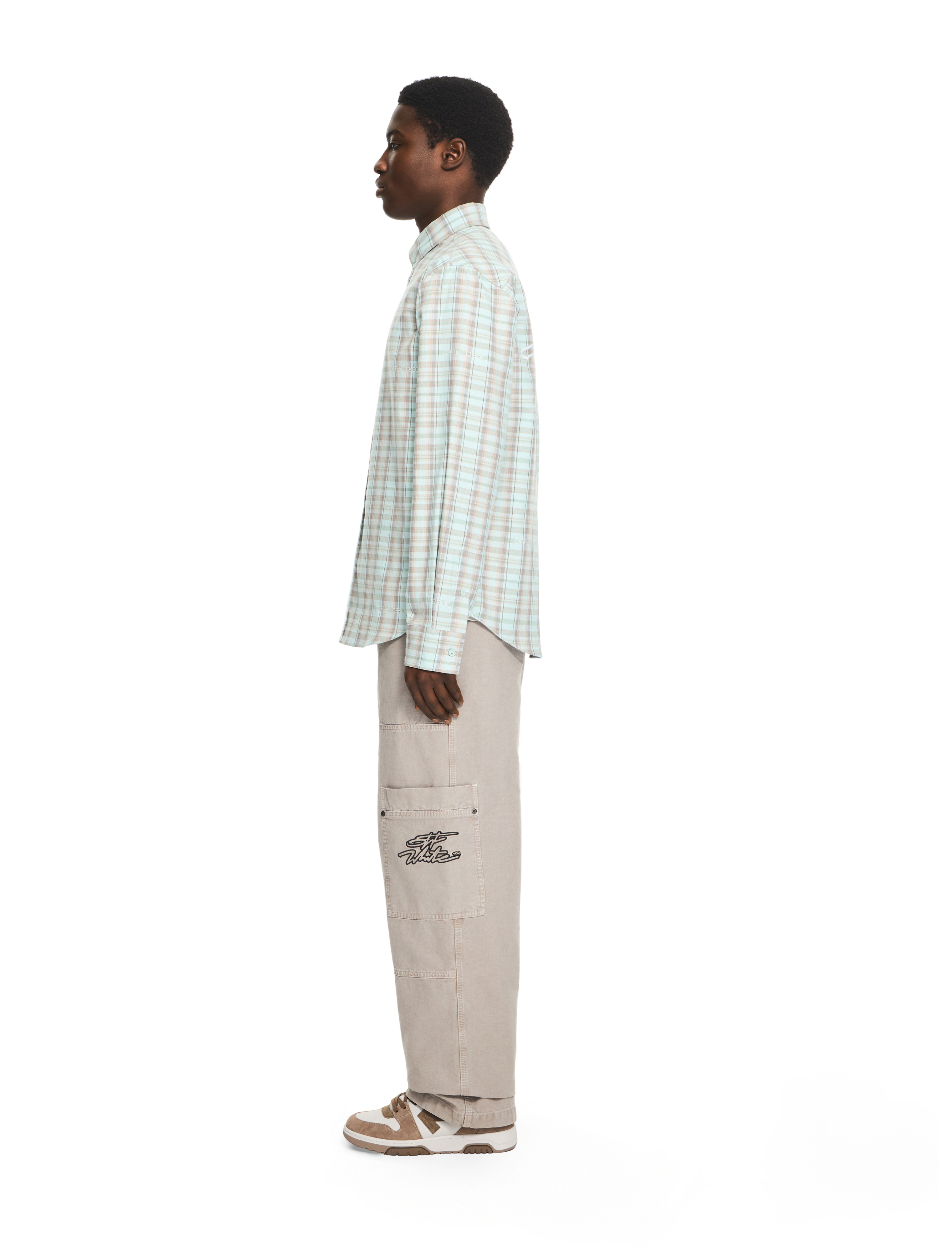  Off White Marker Check Flannel Regular Shirt - Male Hemden Mint 44 