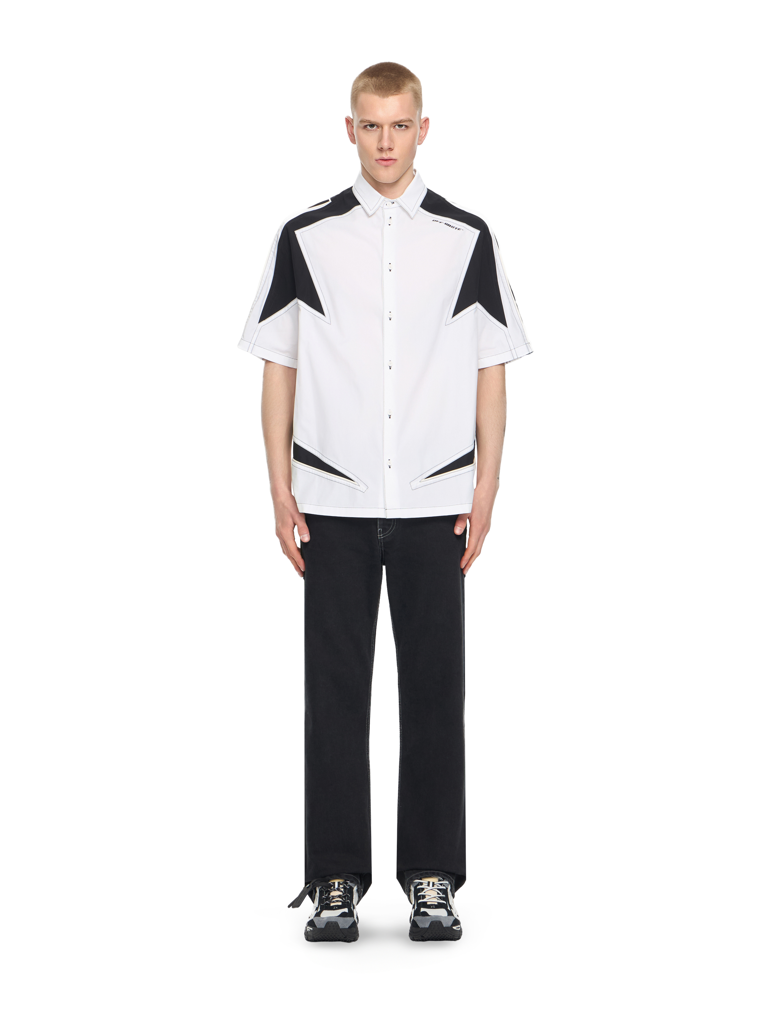 Off-white Race Logo Panel Shirt In White