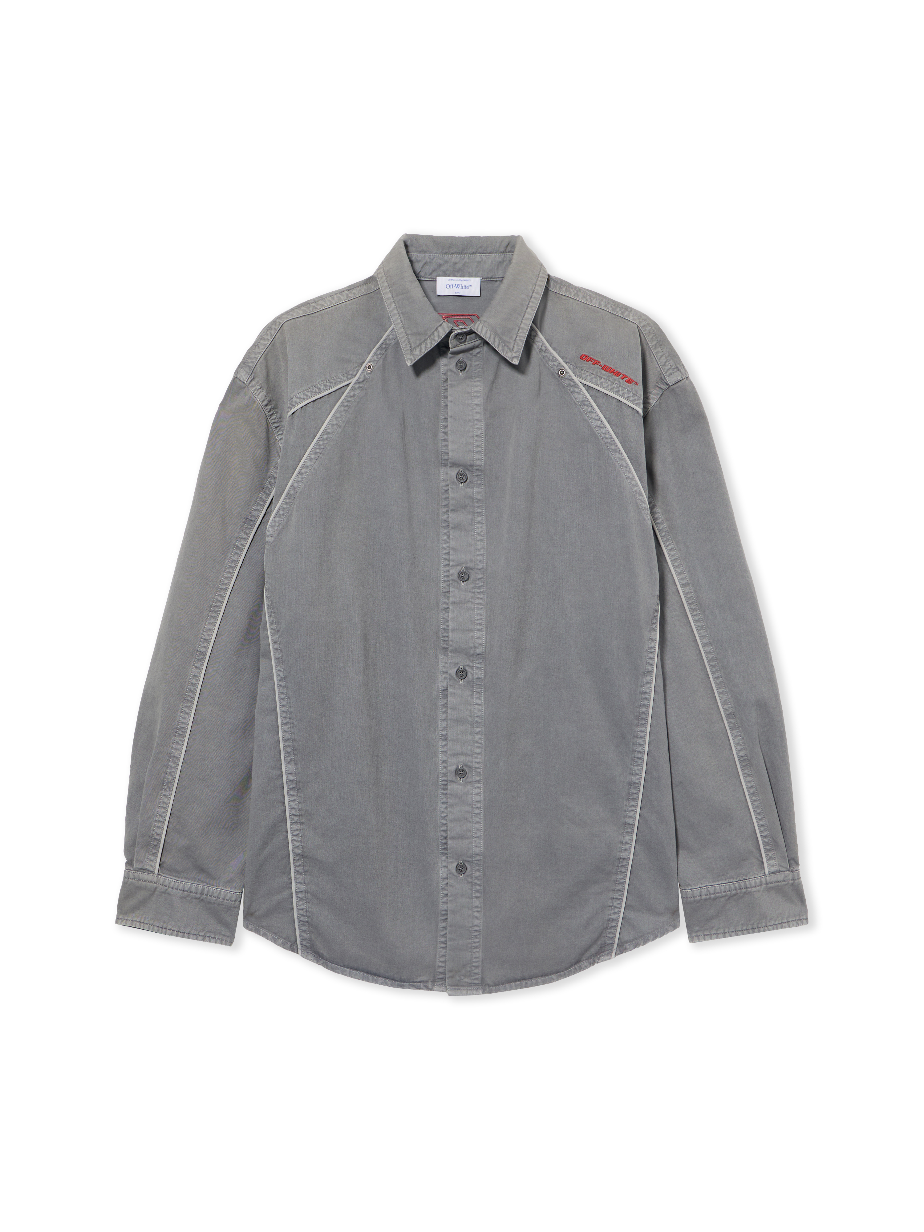 Off White Uomo Grigio - Camicia Con Logo Ricamato - Shirts - Xs - Immagine 3