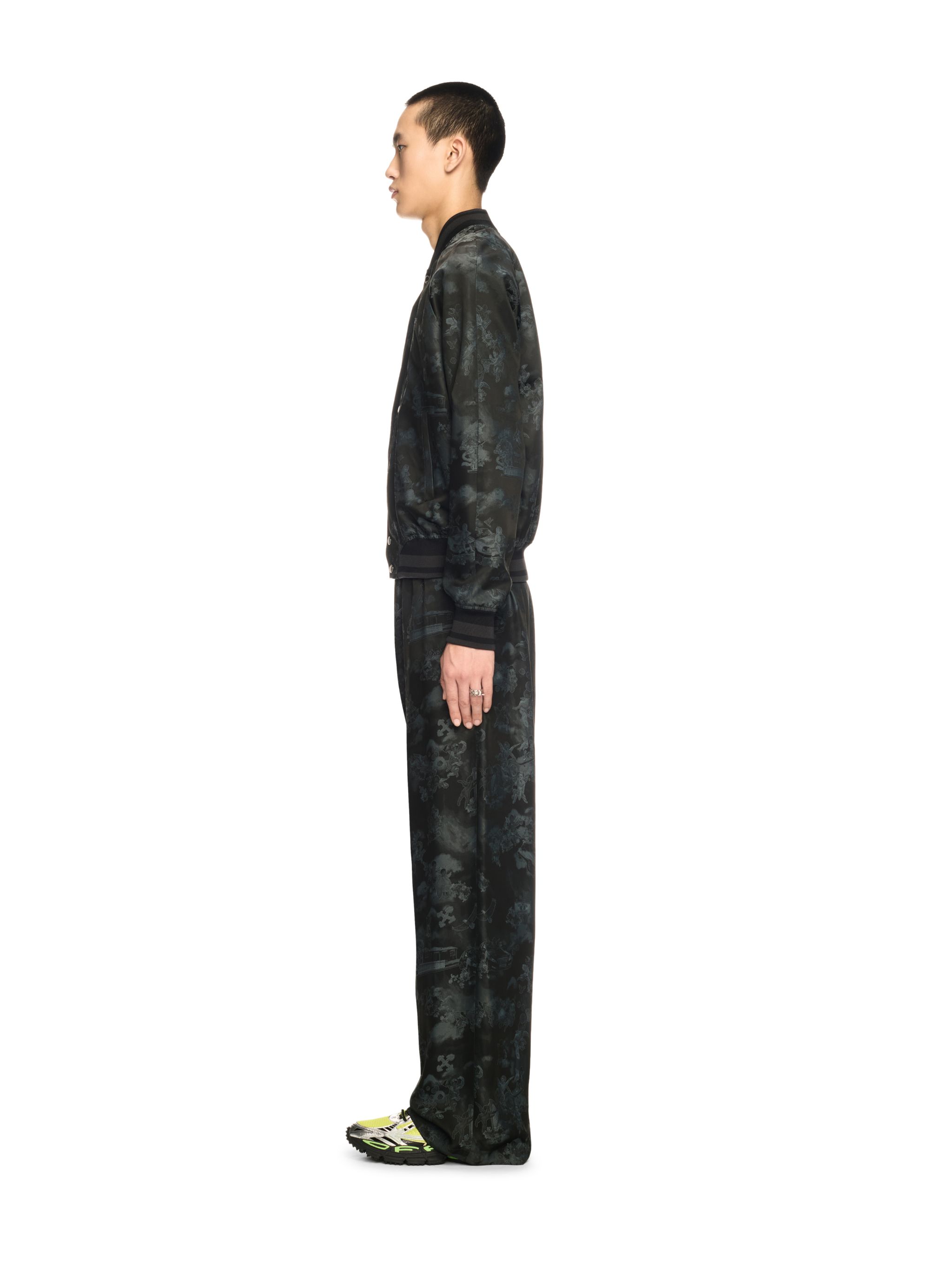 Off-white Black Fresco Souvenir Varsity Bomber Jacket In Black