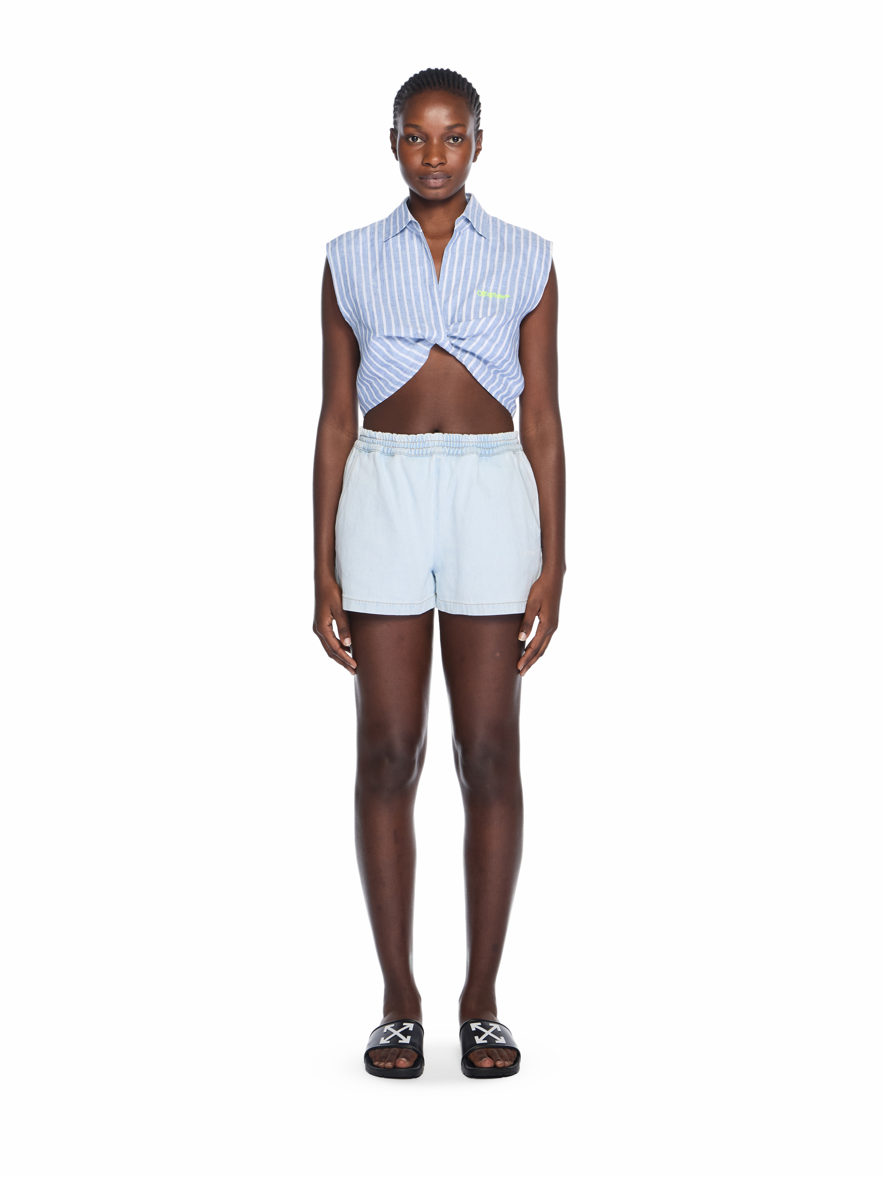 Striped Sleeveless Shirt in LIGHT BLUE - WHITE for Women | Off-White™