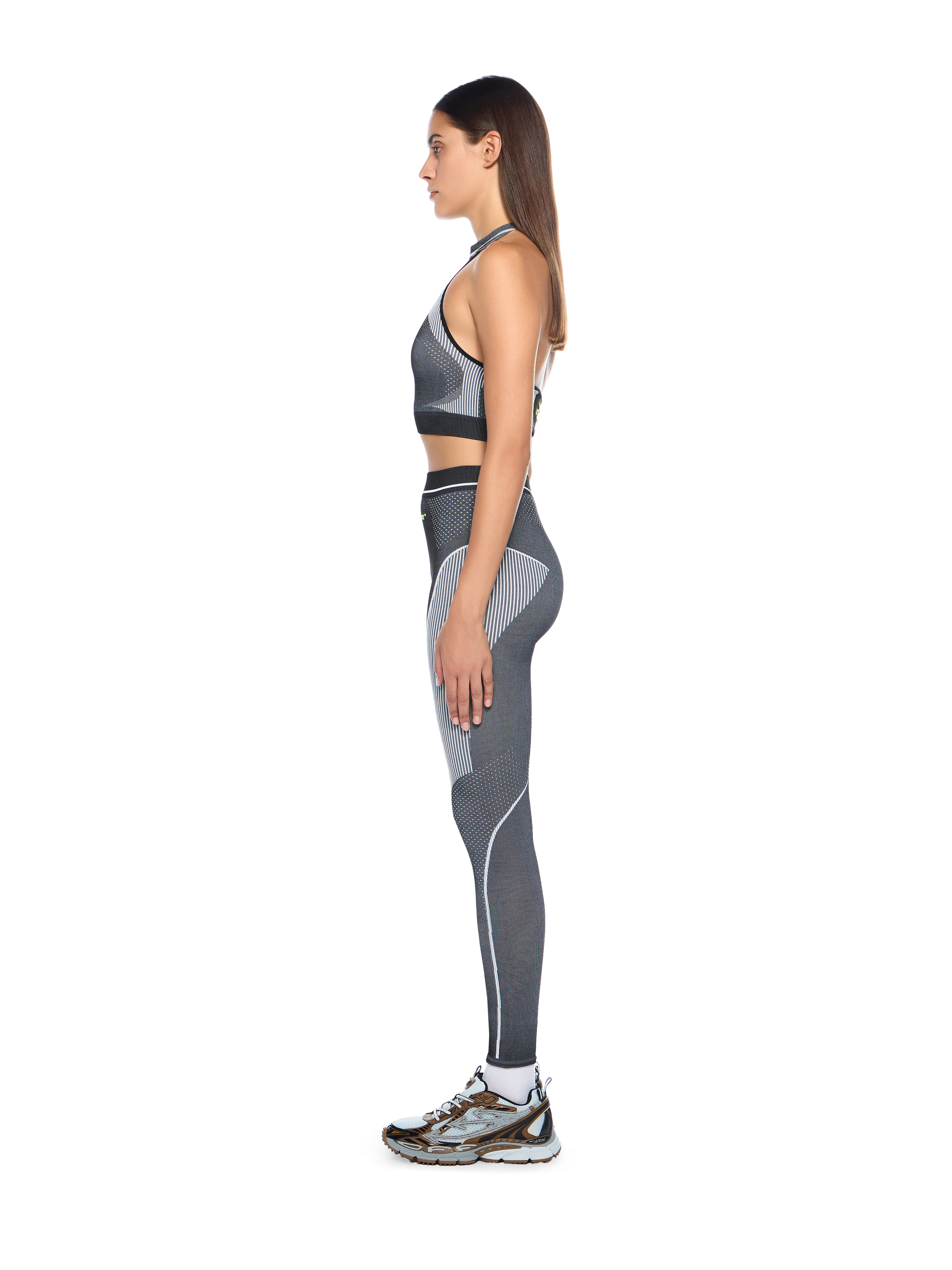  Off White Race Logo Arrow Seamless Leggings - Female  Black - Lime M/l 