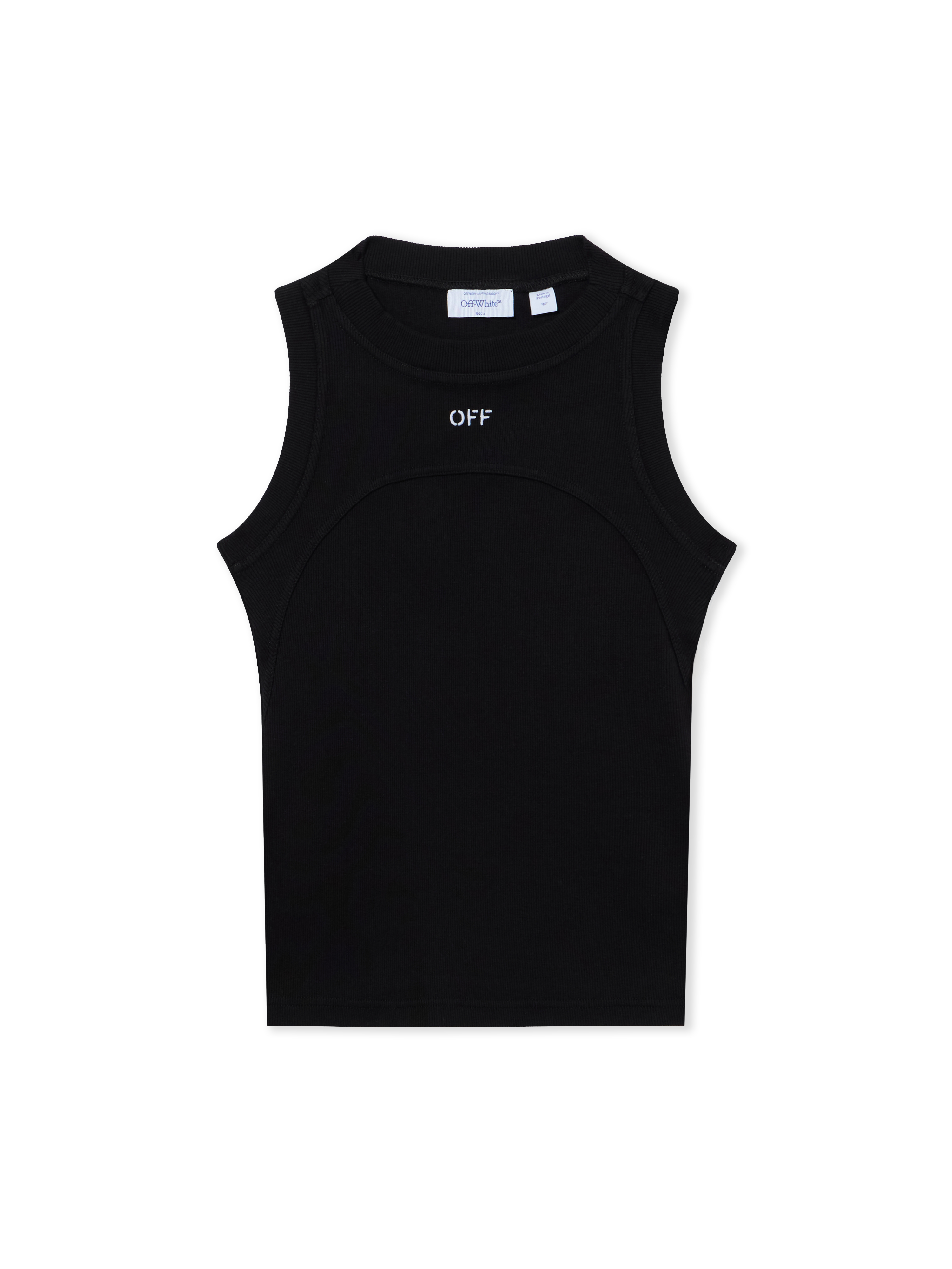 Off-white Off Stamp Rib Round Tank Top In Black-white