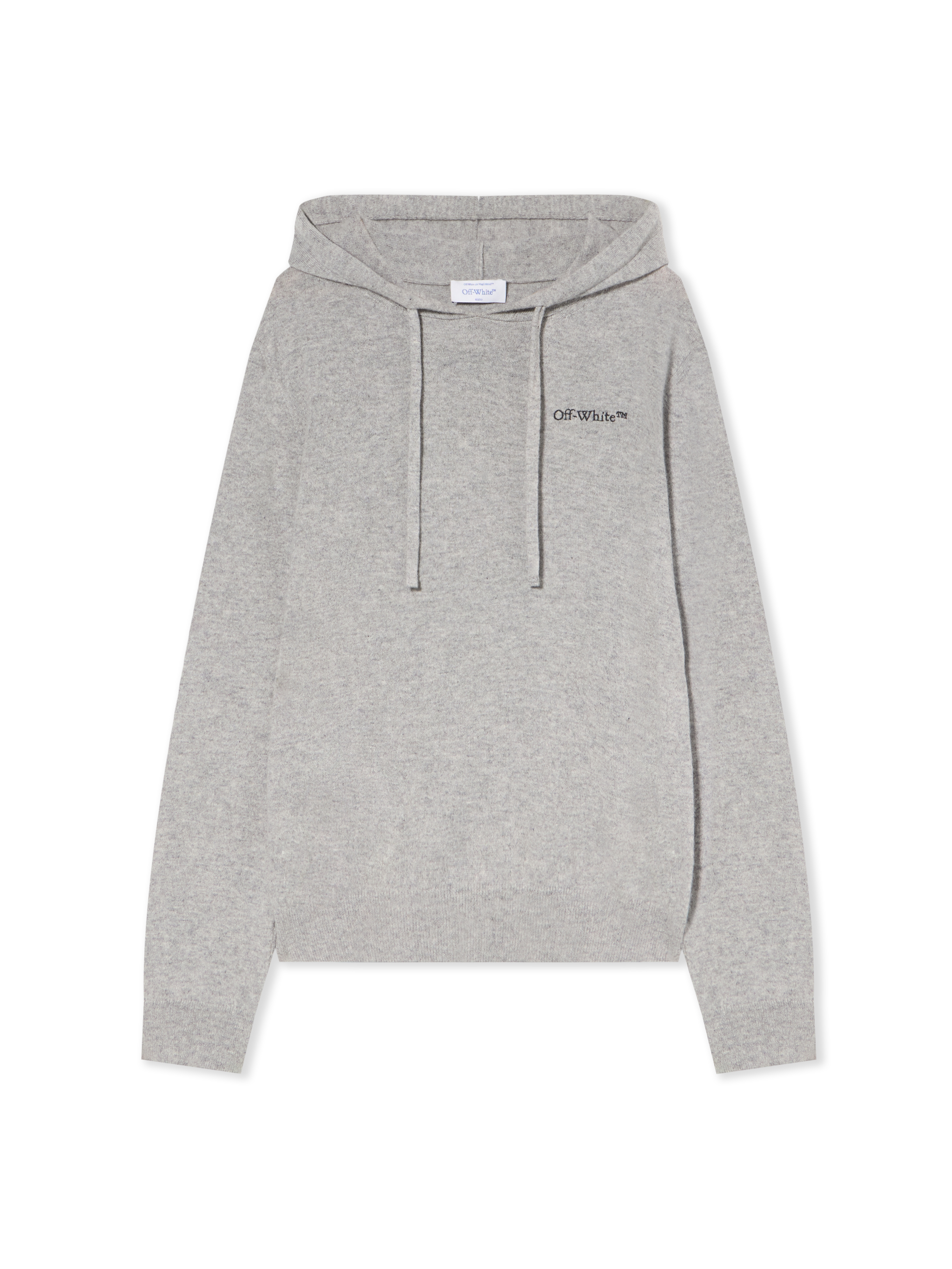 Off-white Quote Knit Hoodie In Gray