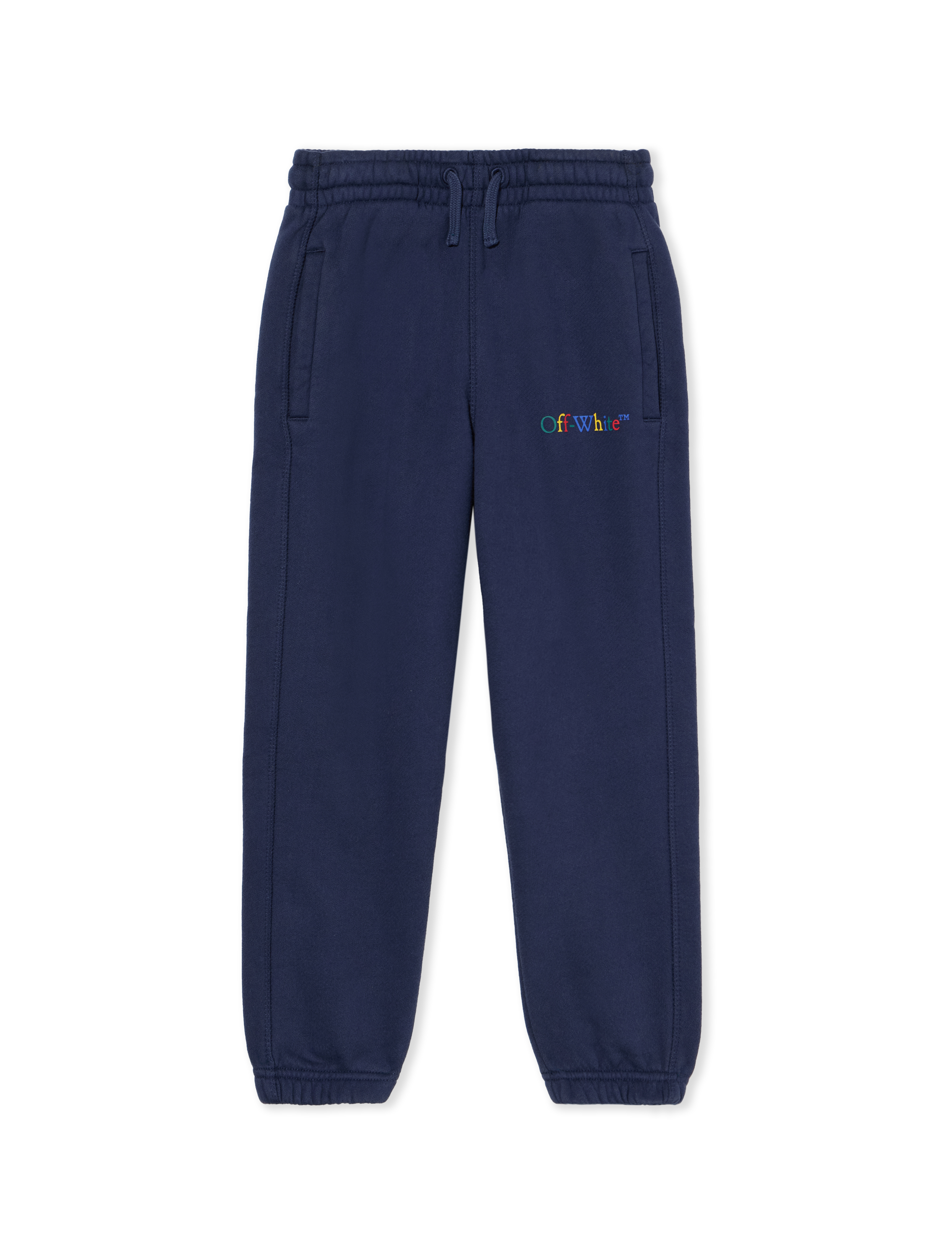 Off White Men's Navy Blue - Multicolor Bookish Logo Sweatpants - Kids Clothing 10