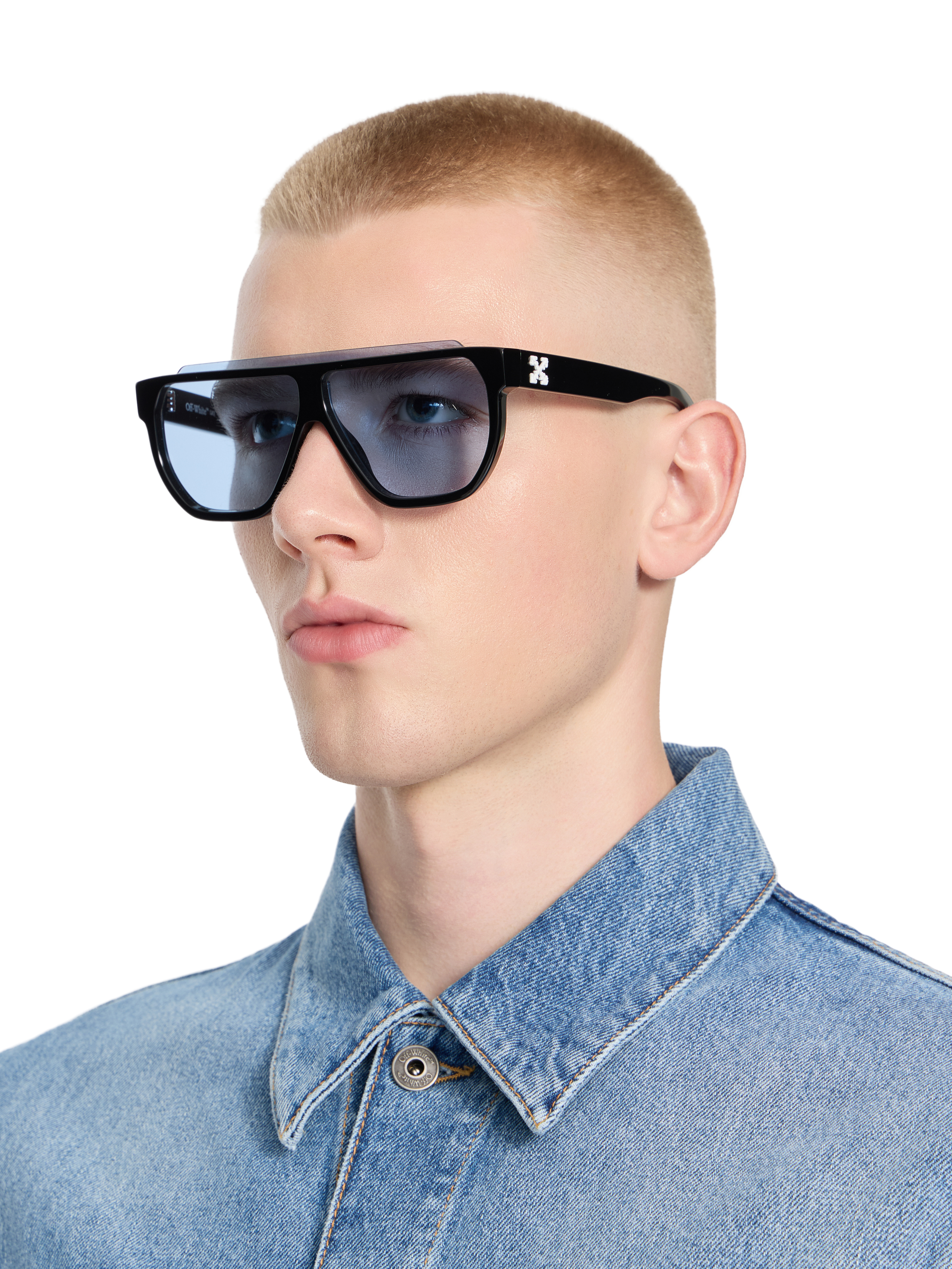  Off White Earth Light Blue Lens Sunglasses -  Sonnenbrille Shiny Black O/s 