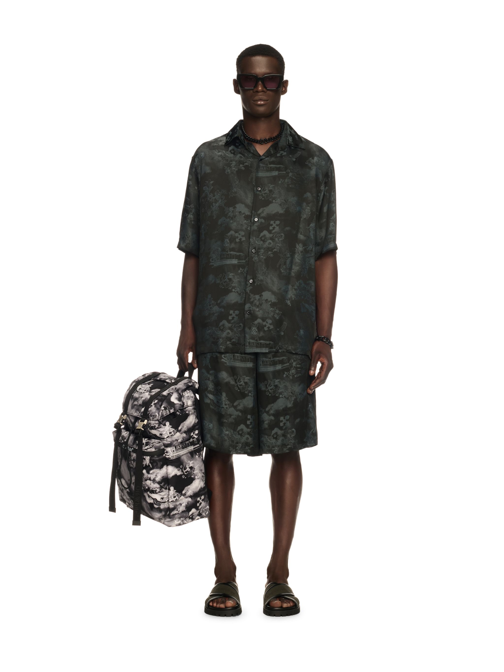 Black Jacquard Fresco Bowling Shirt in BLACK for Men | Off-White™