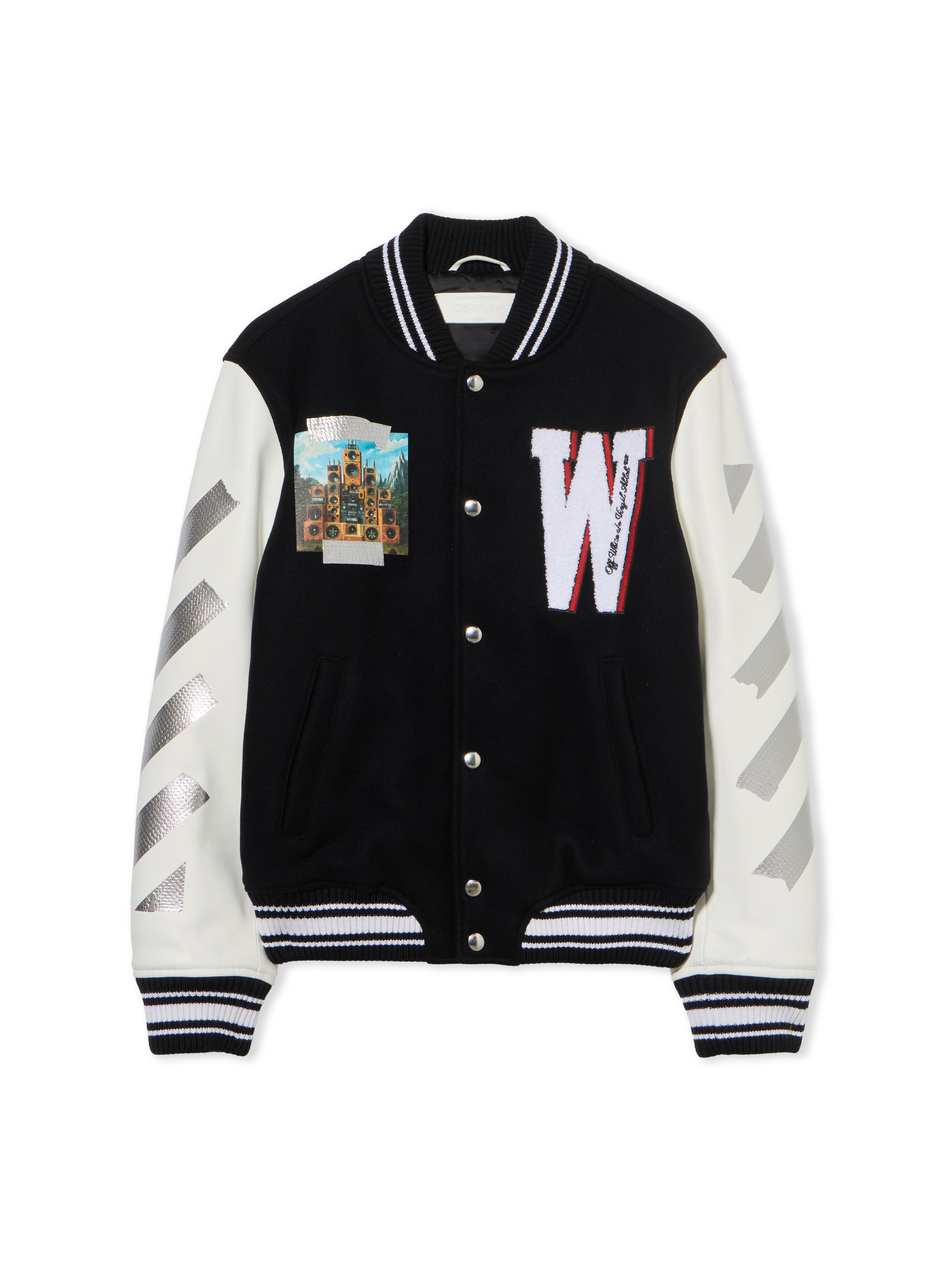 Off White Donna Black-Red Dahlia Wo Soundsystem Varsity Jacket - Outerwear And Jackets 38 - Immagine 1