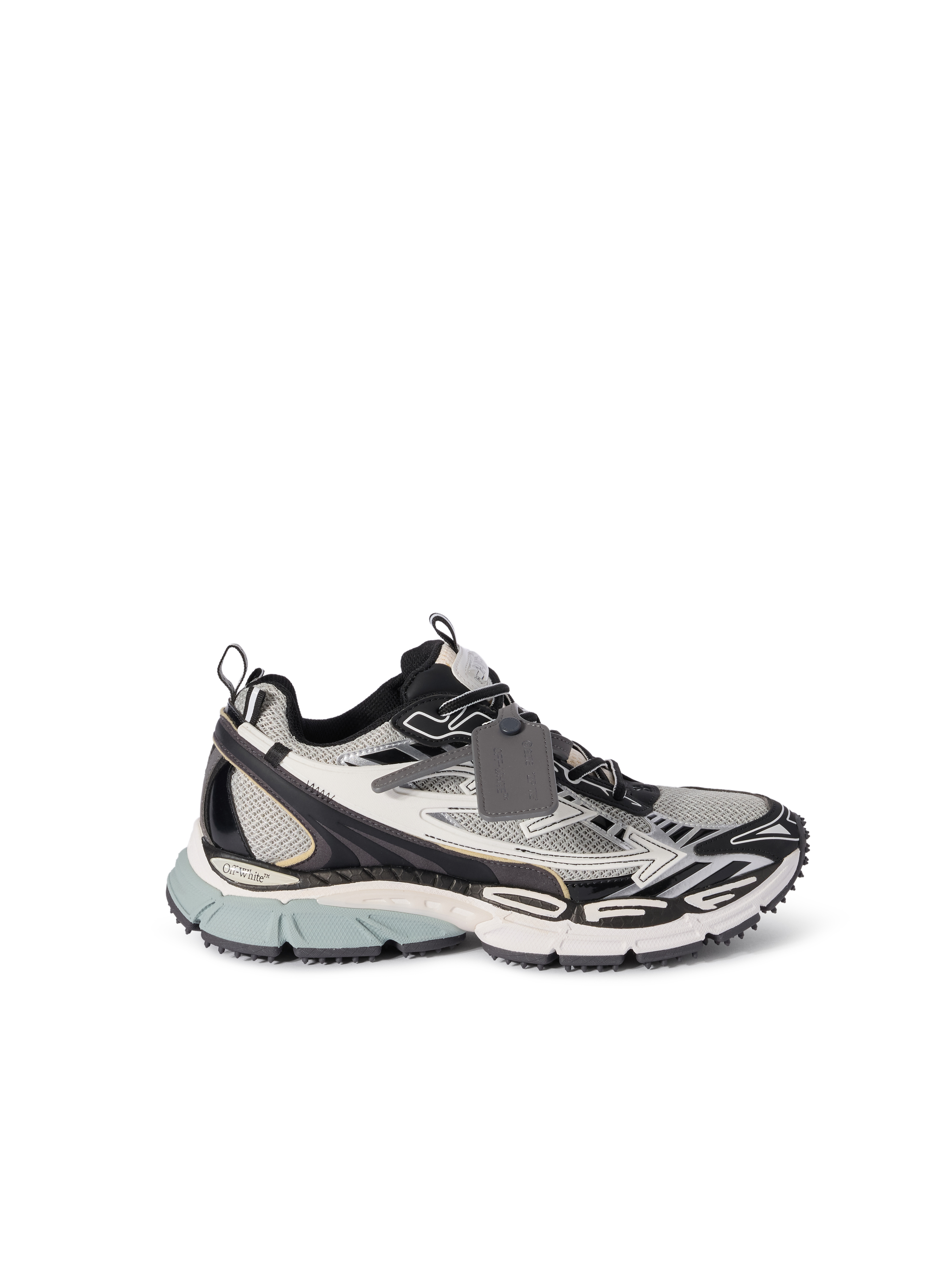 Off-white Ow Be Right Back Grey Low Top Sneakers With Zip-tie Detail In Mesh And Leather Man In White