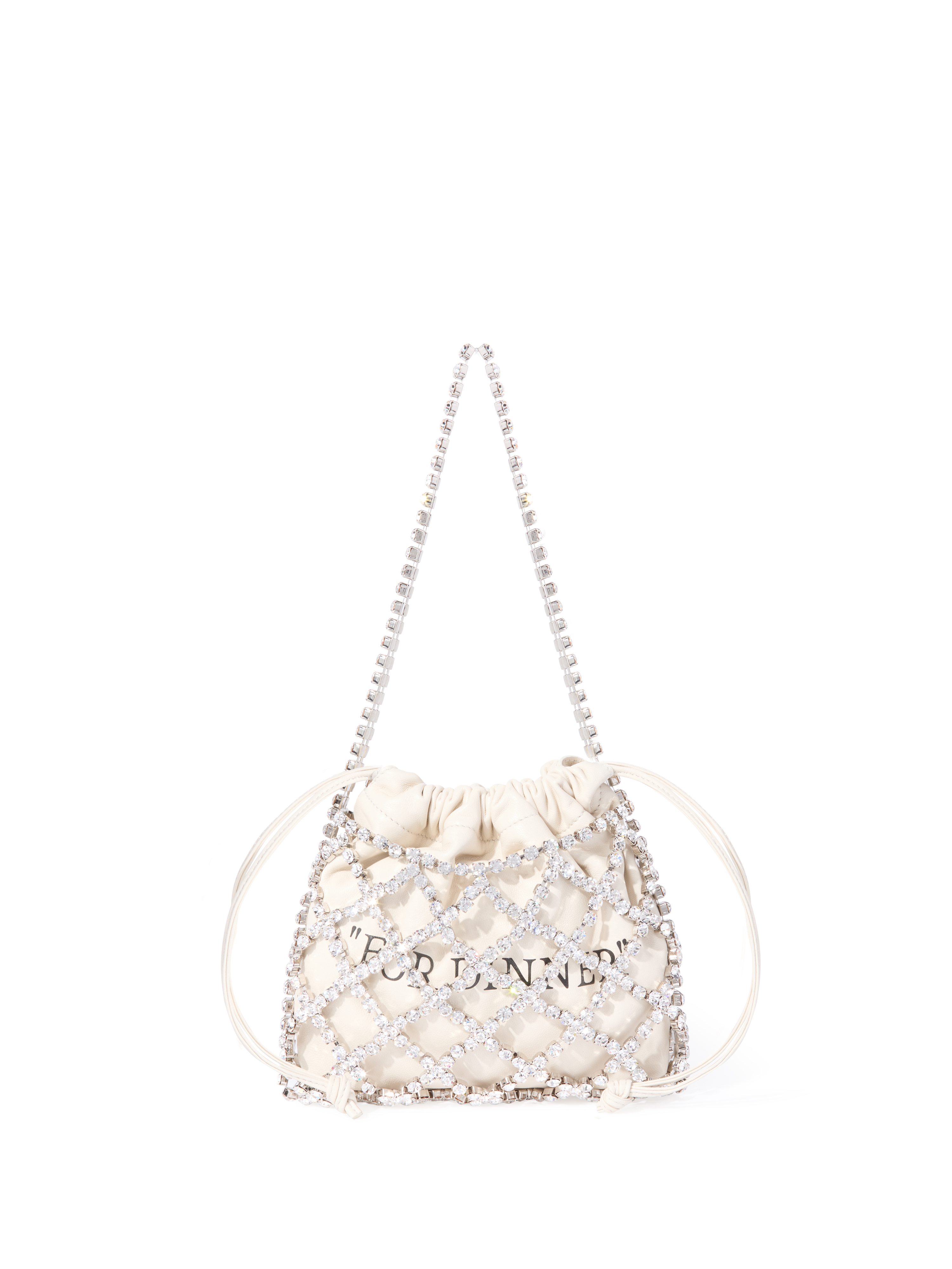 Off-white For Dinner Crystal Pouch Bag In Neutral