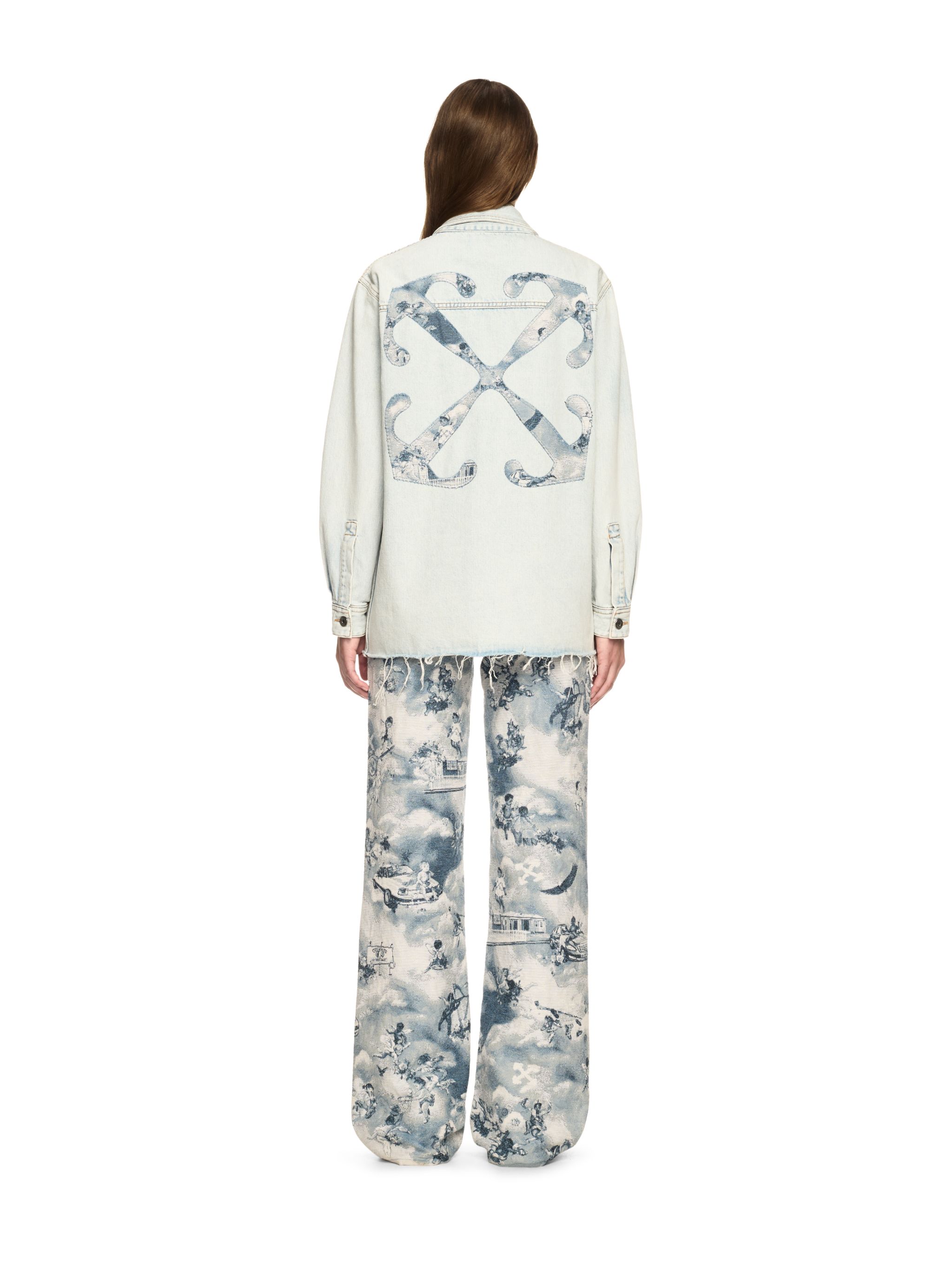 Shop Off-white Fresco Arrow Denim Shirt Jkt Bleach-whit In Blue