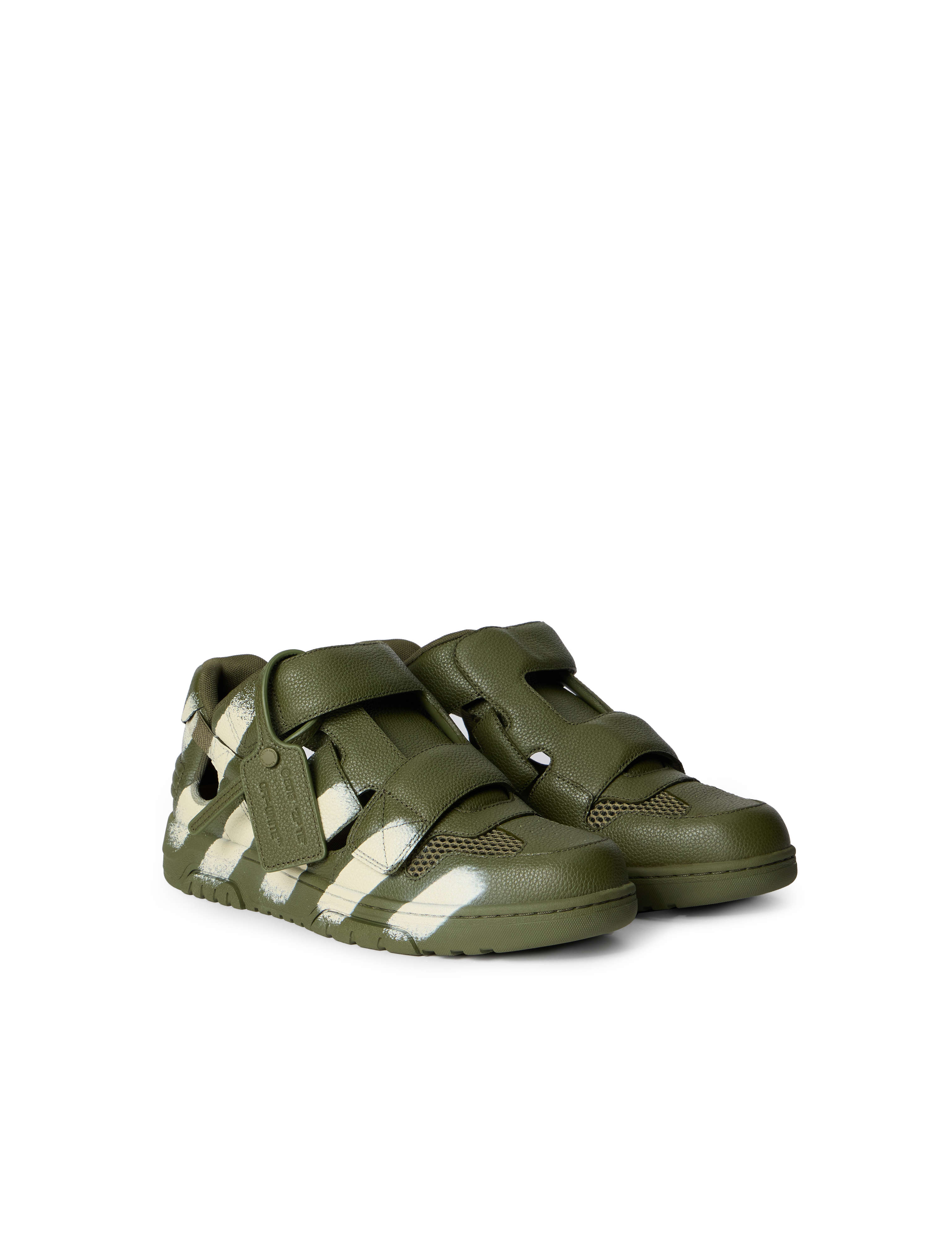  Off White Out Of Office Striped Sandals - Male  Military Green - Off White 41 