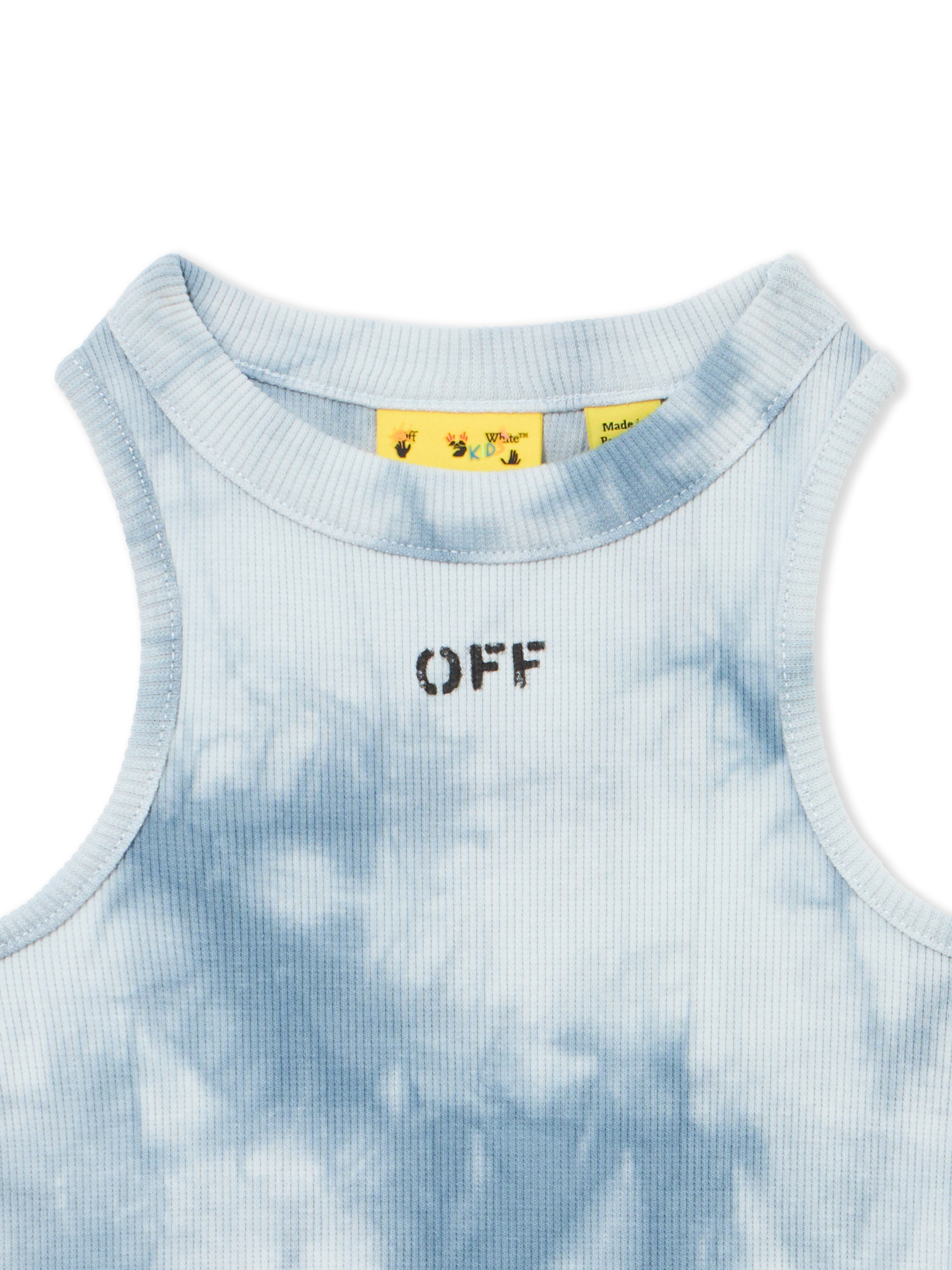  Off White Off Stamp Tie Dye Ribbed Top - Kids Mädchen Kleidung Dusty Blue 8 