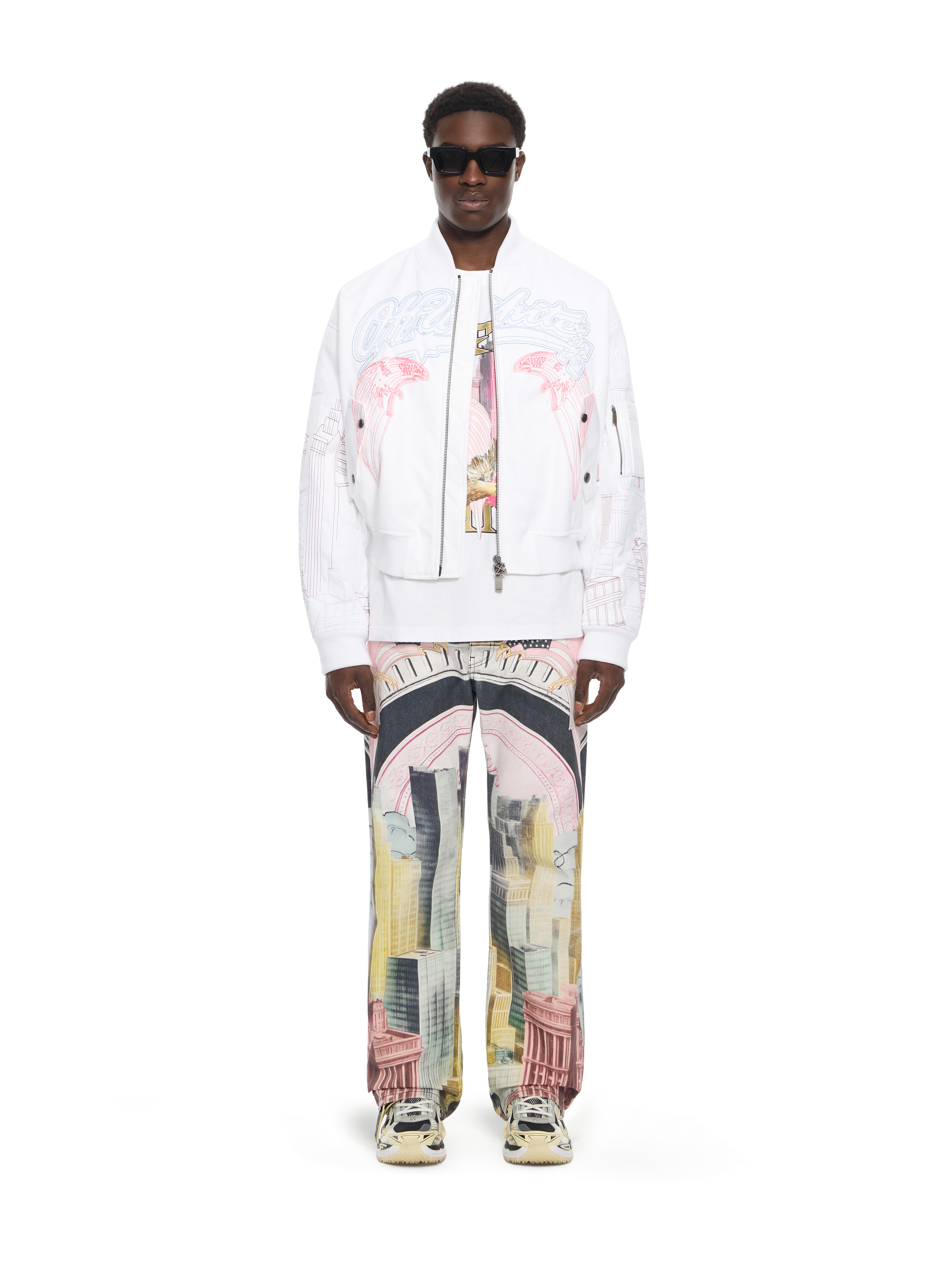 Off-white Skyline Cropped Bomber In White