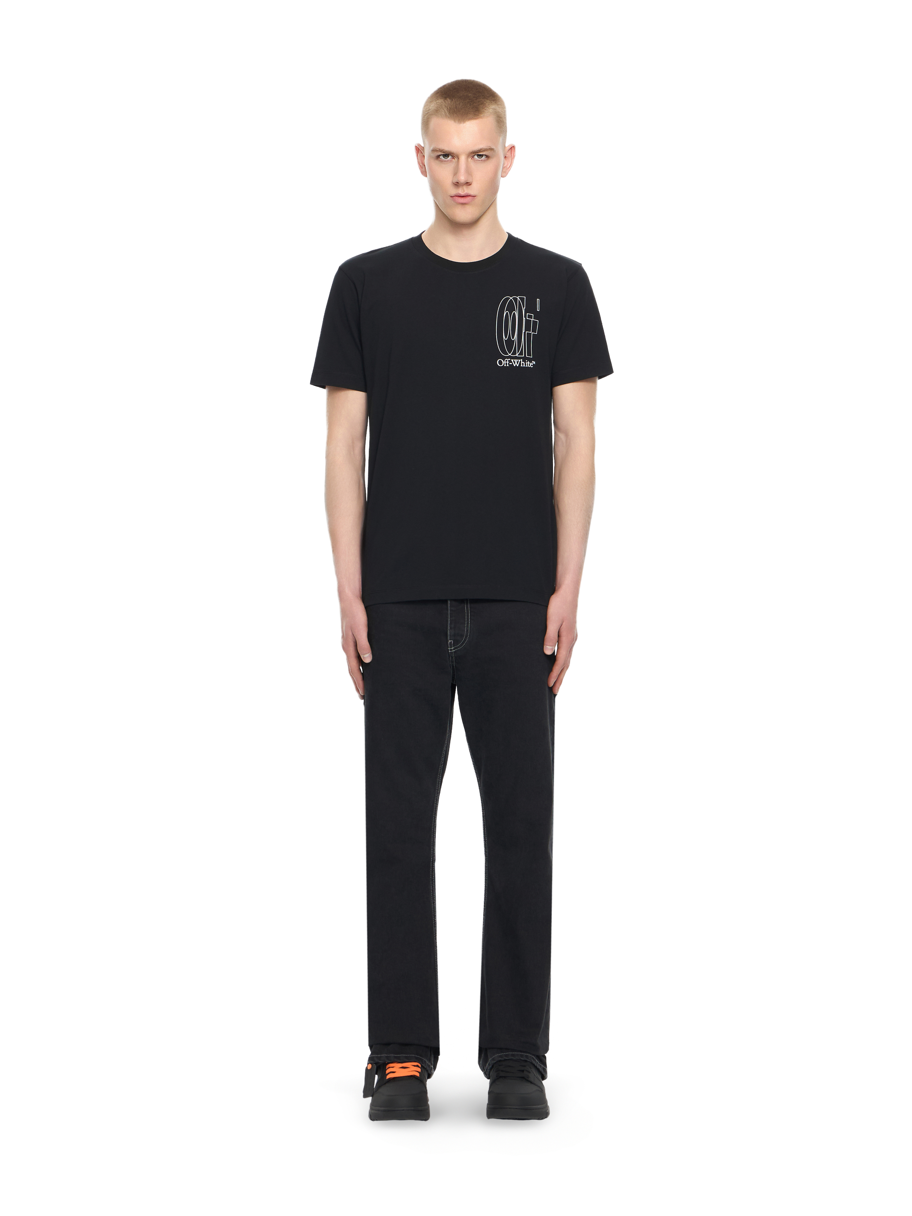 Outline Double Arrow Slim T-shirt in BLACK for Men | Off-White™