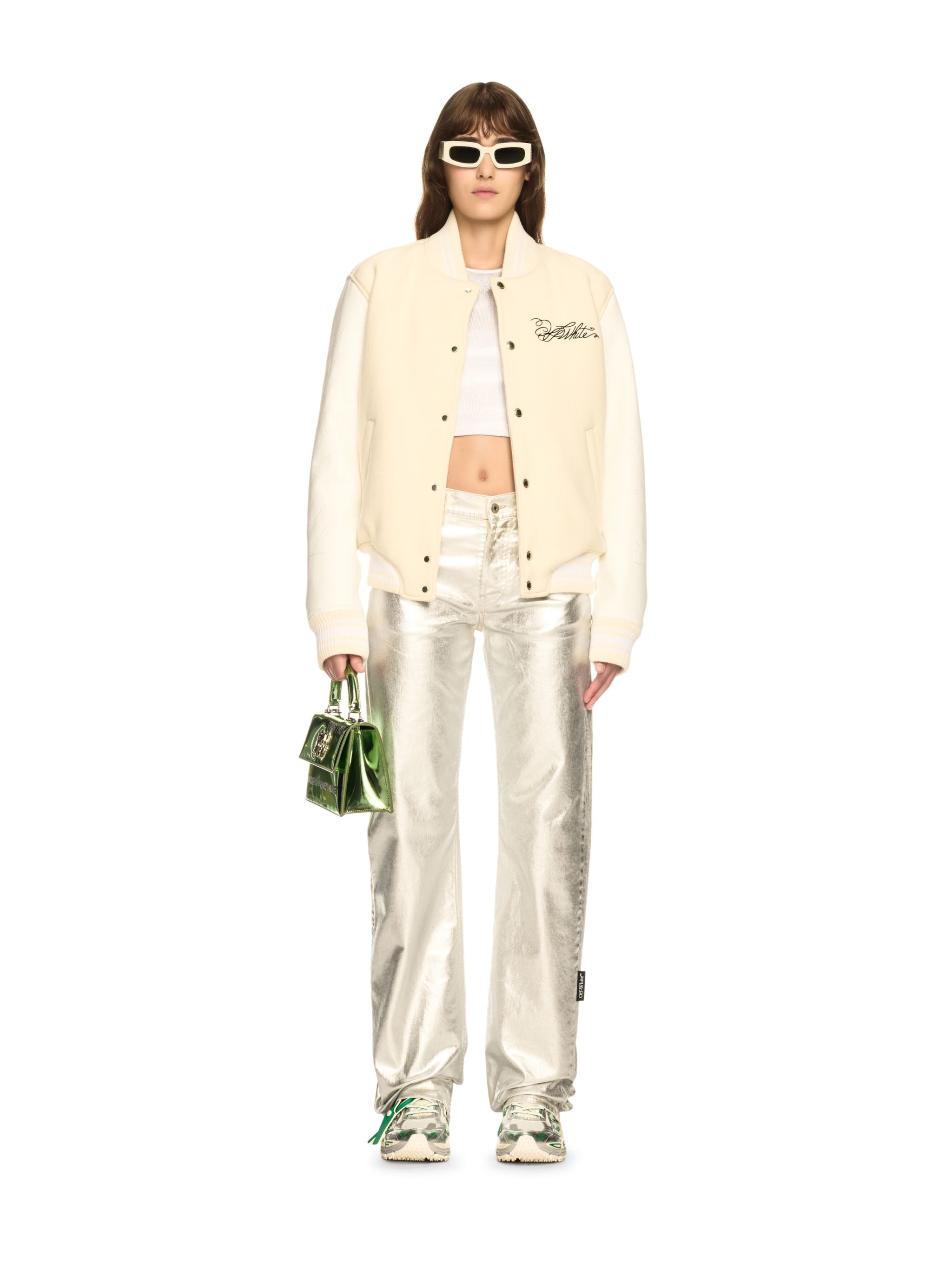  Off White White Rose Valley Varsity Jacket - Female  Neutrals 38 