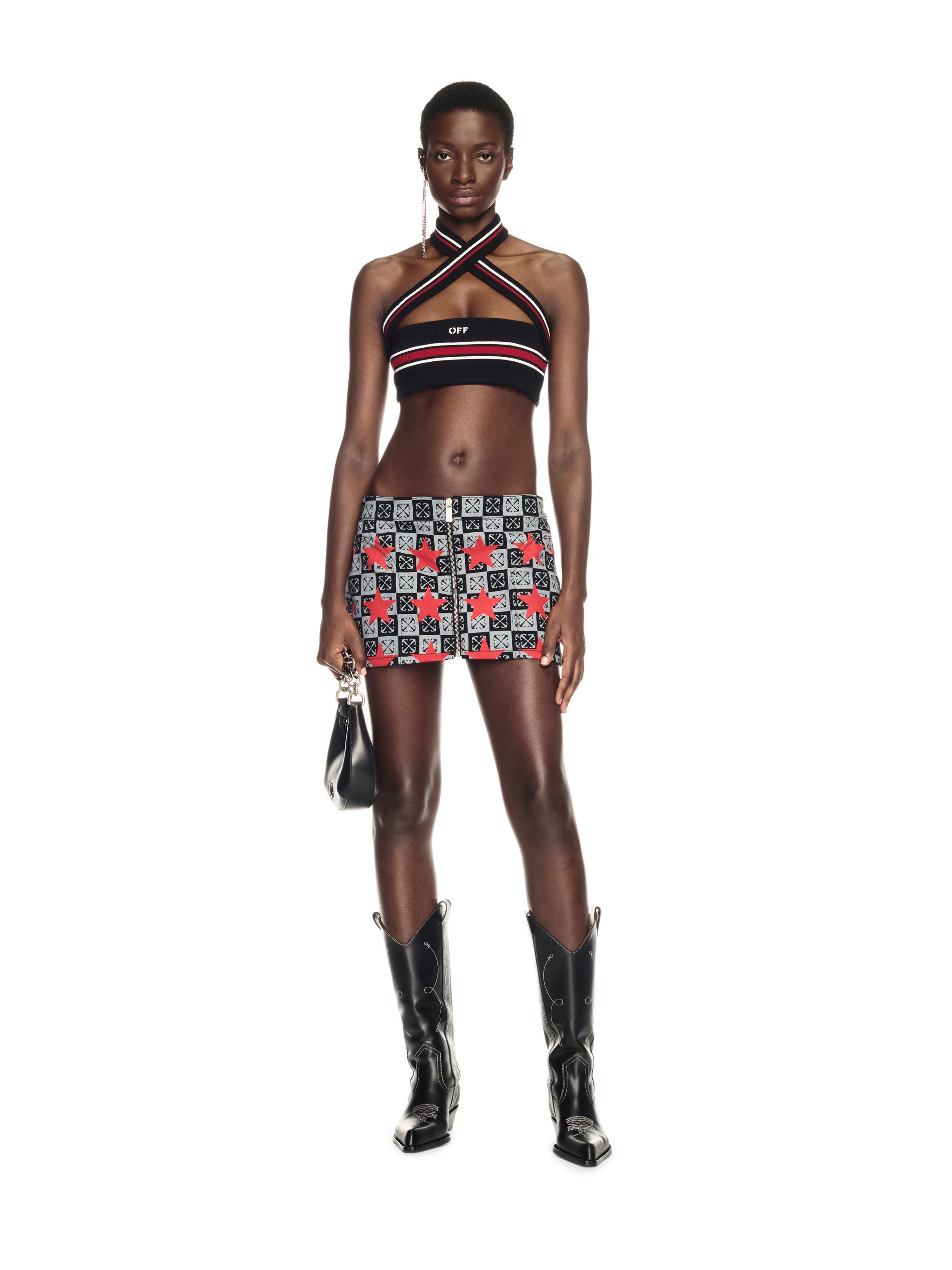 Off-white Printed Star Denim Skirt In Multi