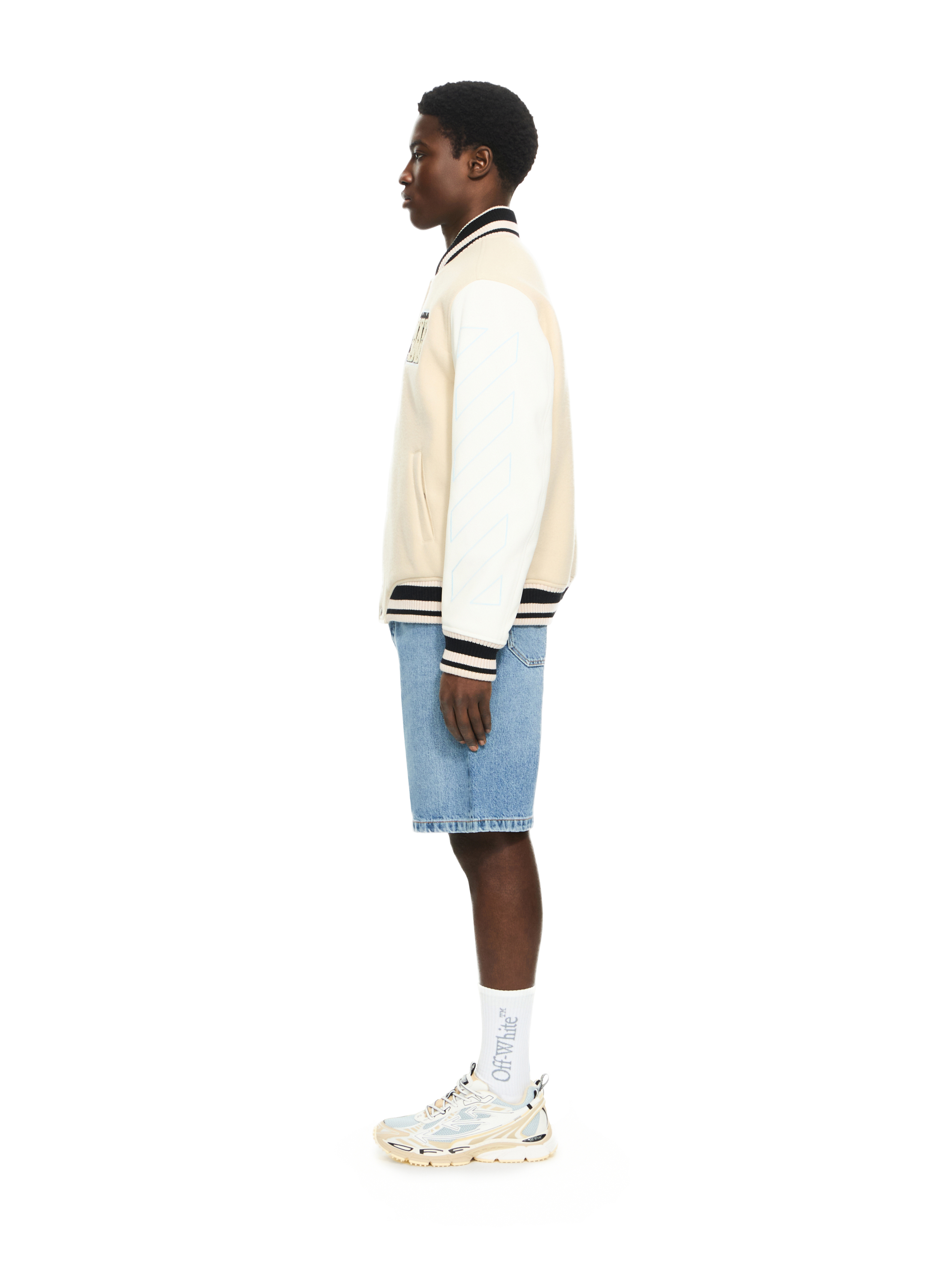  Off White Star Logo Varsity Jacket - Male Oberbekleidung Cream 46 