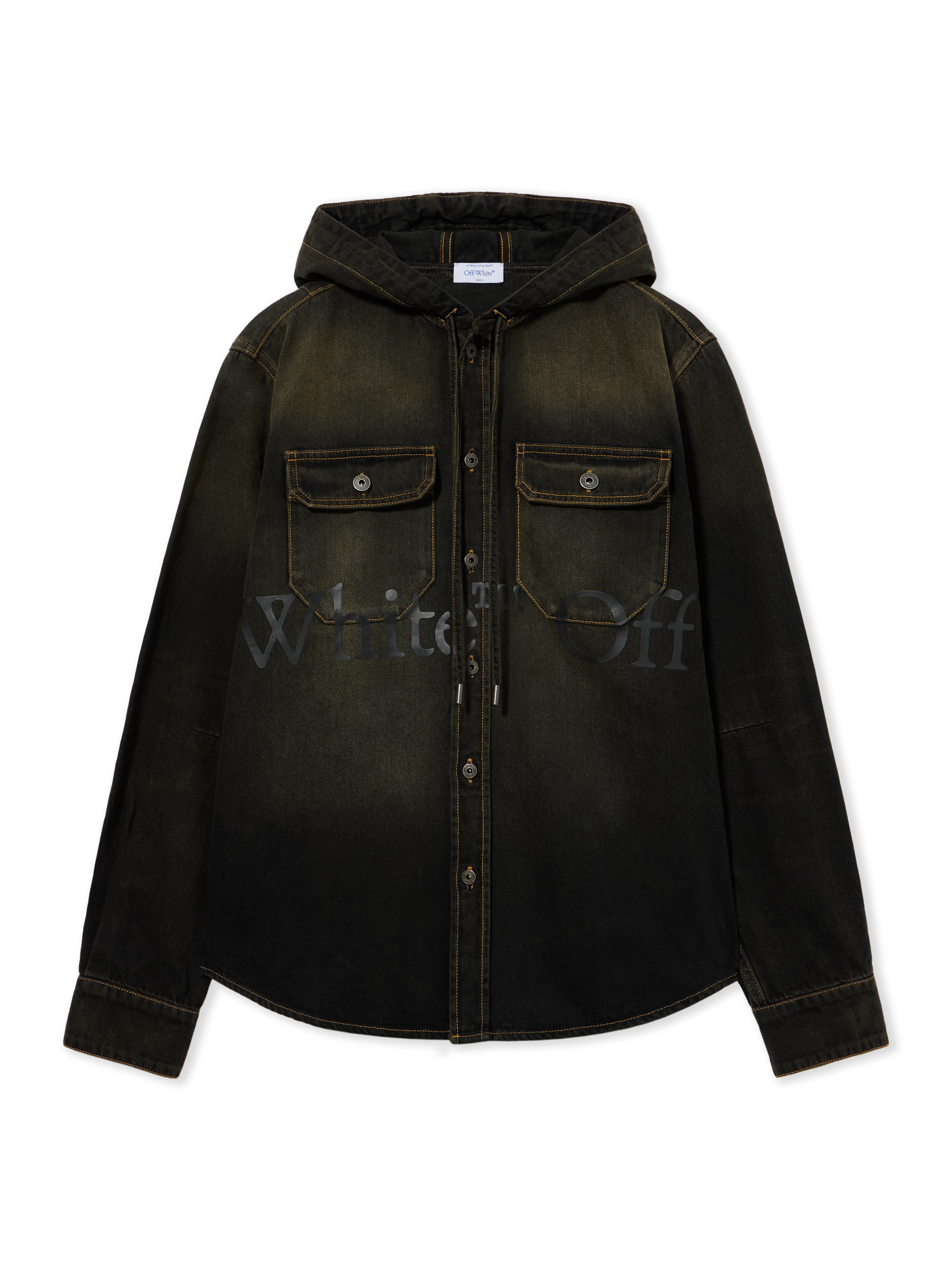 Off White Uomo Dirty Black Camicia Denim Con Cappuccio Bookish - Jeans L - Immagine 1