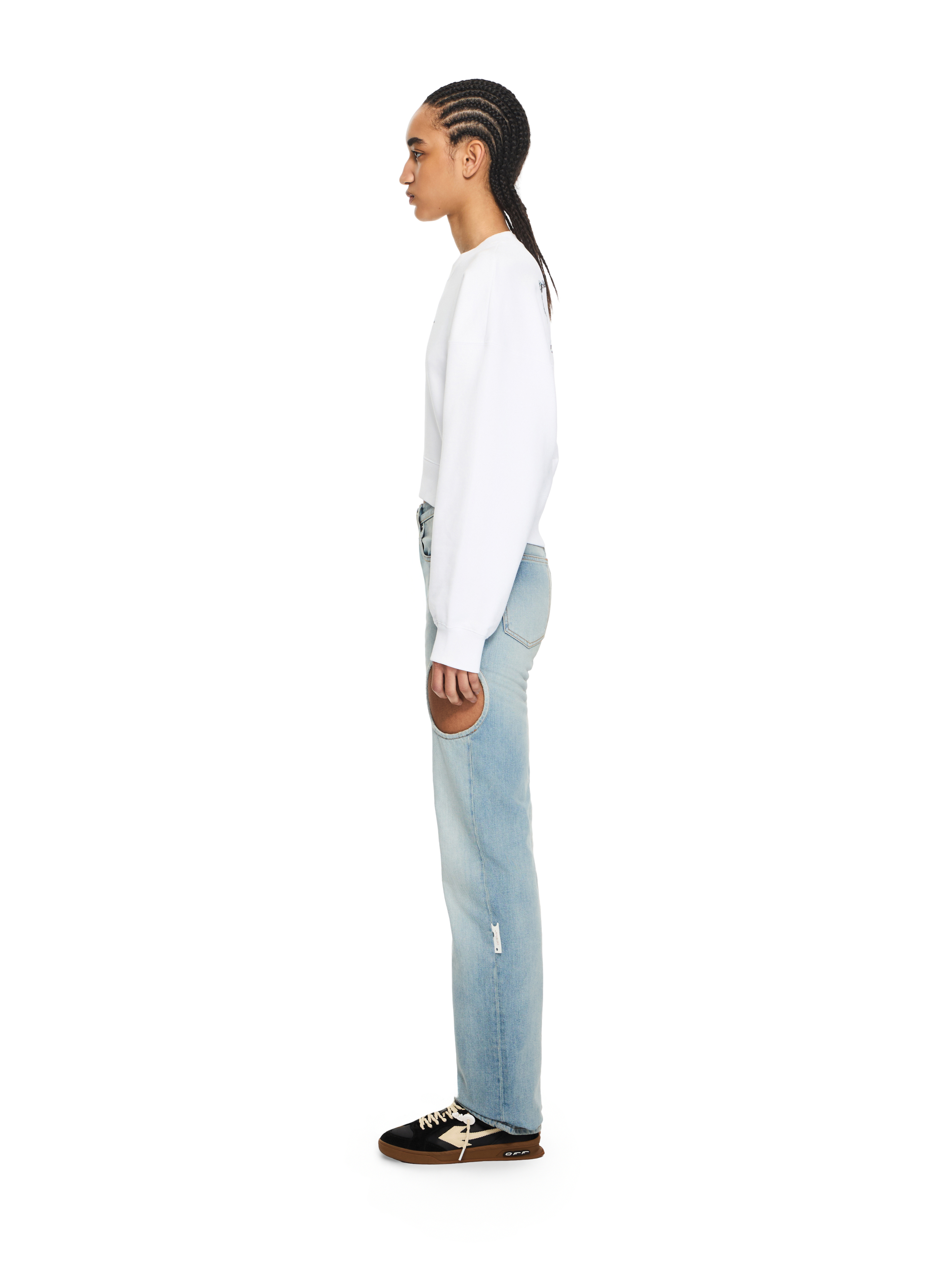  Off White Embroidered Arrow Script Crop Crewneck - Female Pullover White-black Xs 