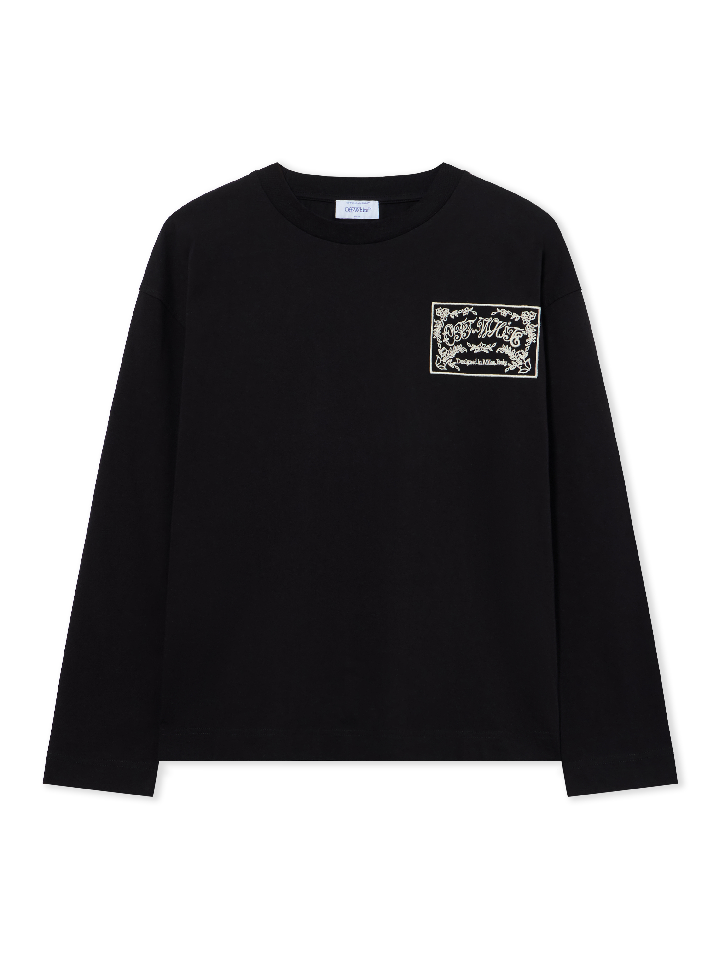 Off-white Embroidered Paisley Logo Long Sleeve T-shirt In Black-black