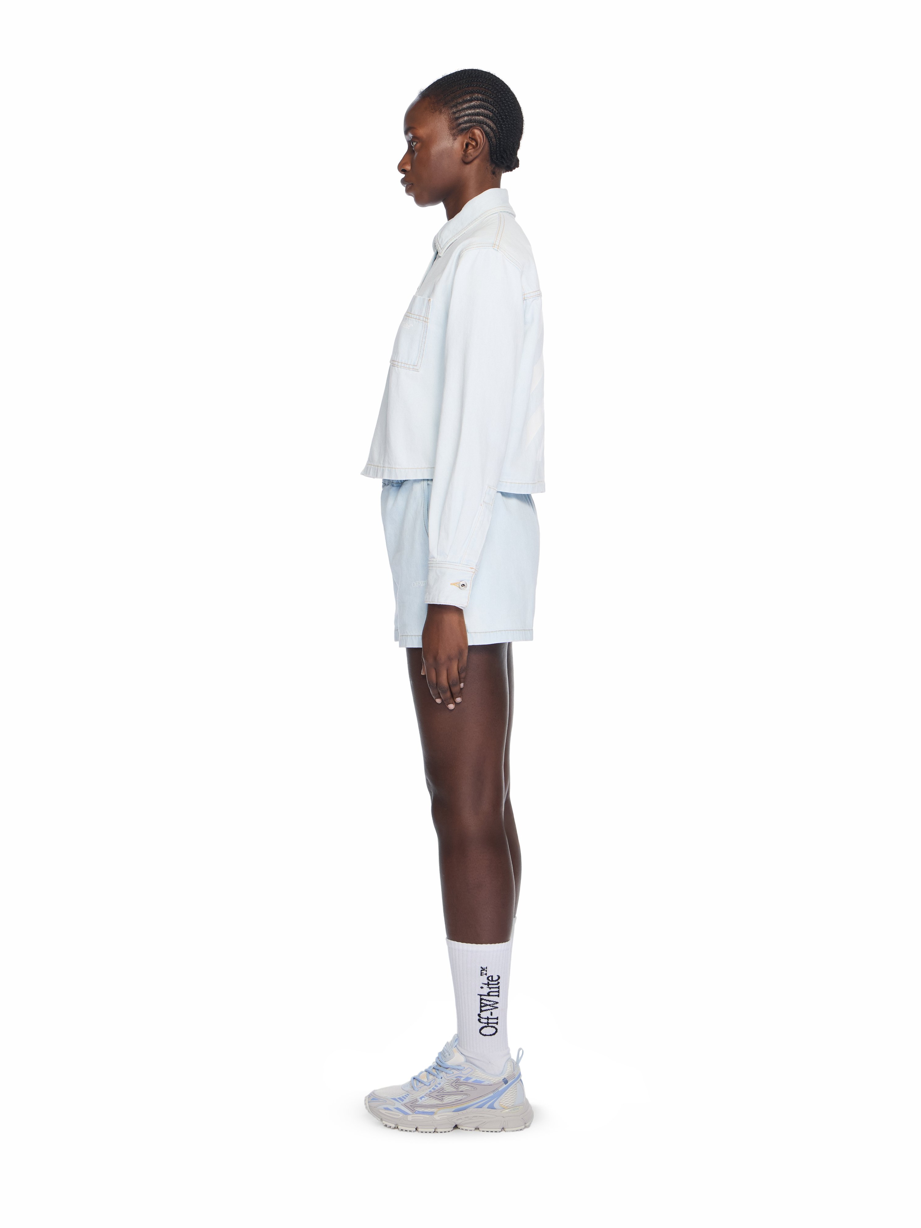  Off White Diag Long Sleeve Denim Shirt - Female  Light Blue-white 38 