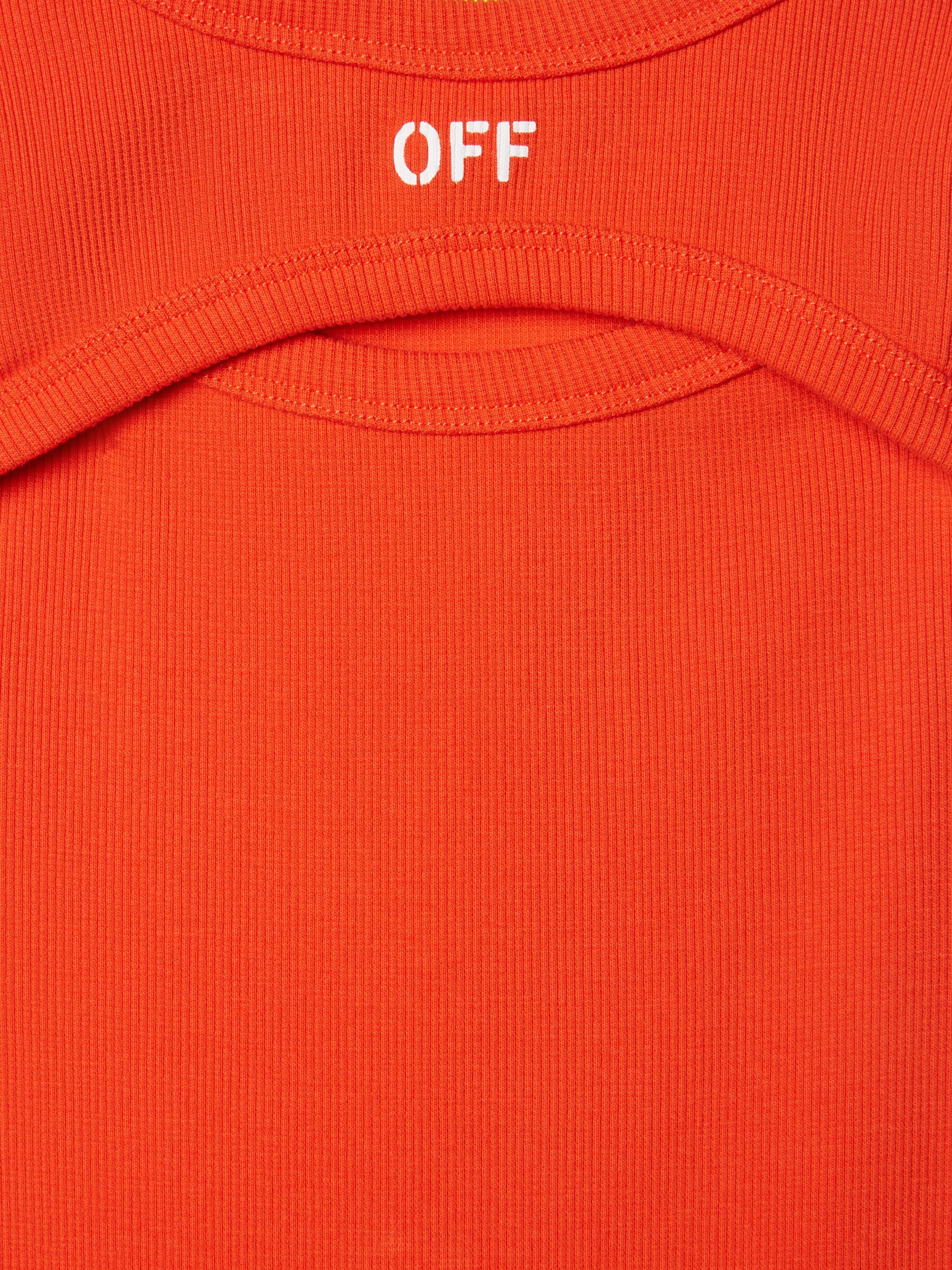 Off-white Stamp Ribbed Dress In Orange