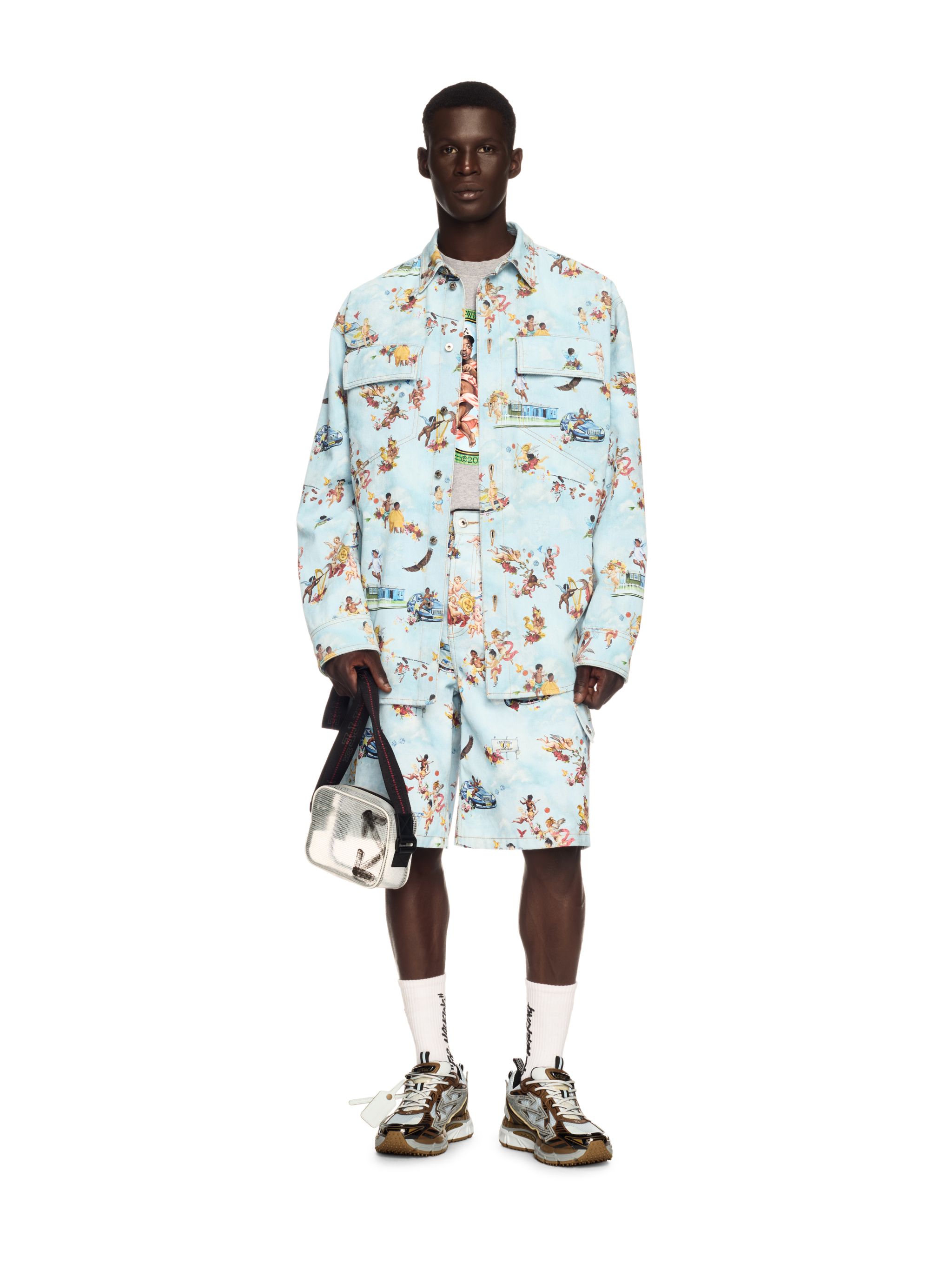 Off-white Fresco-print Denim Shirt In Blue