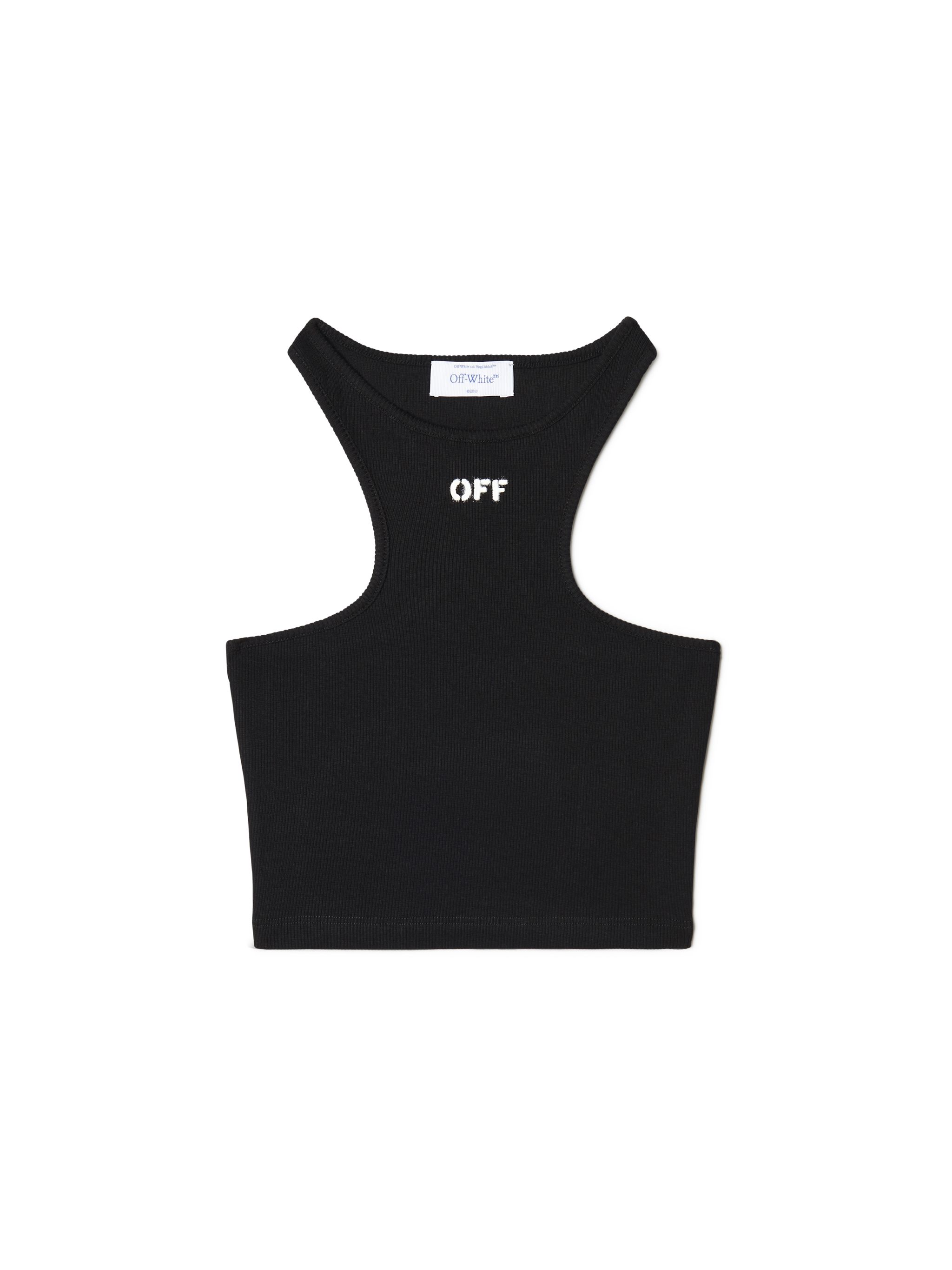 Off-white Off White Women Off Stamp Ribbed Top In Black