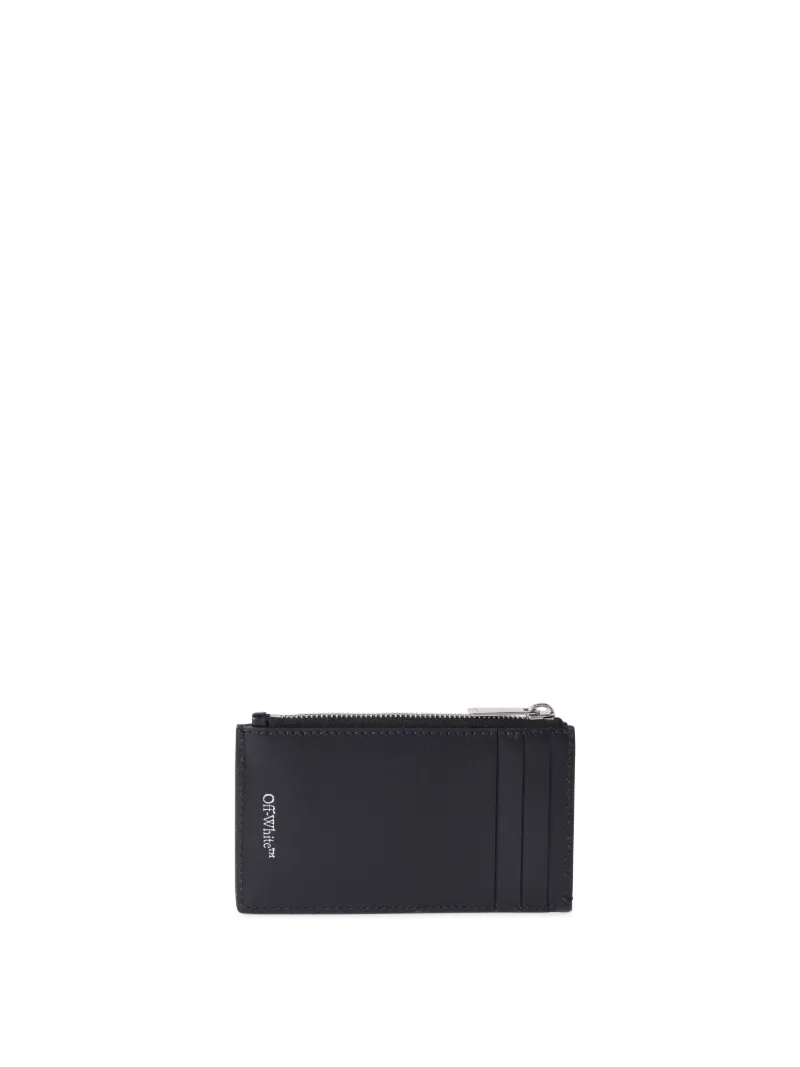 Off-white Black Jitney Quote Zipped Card Case In Black