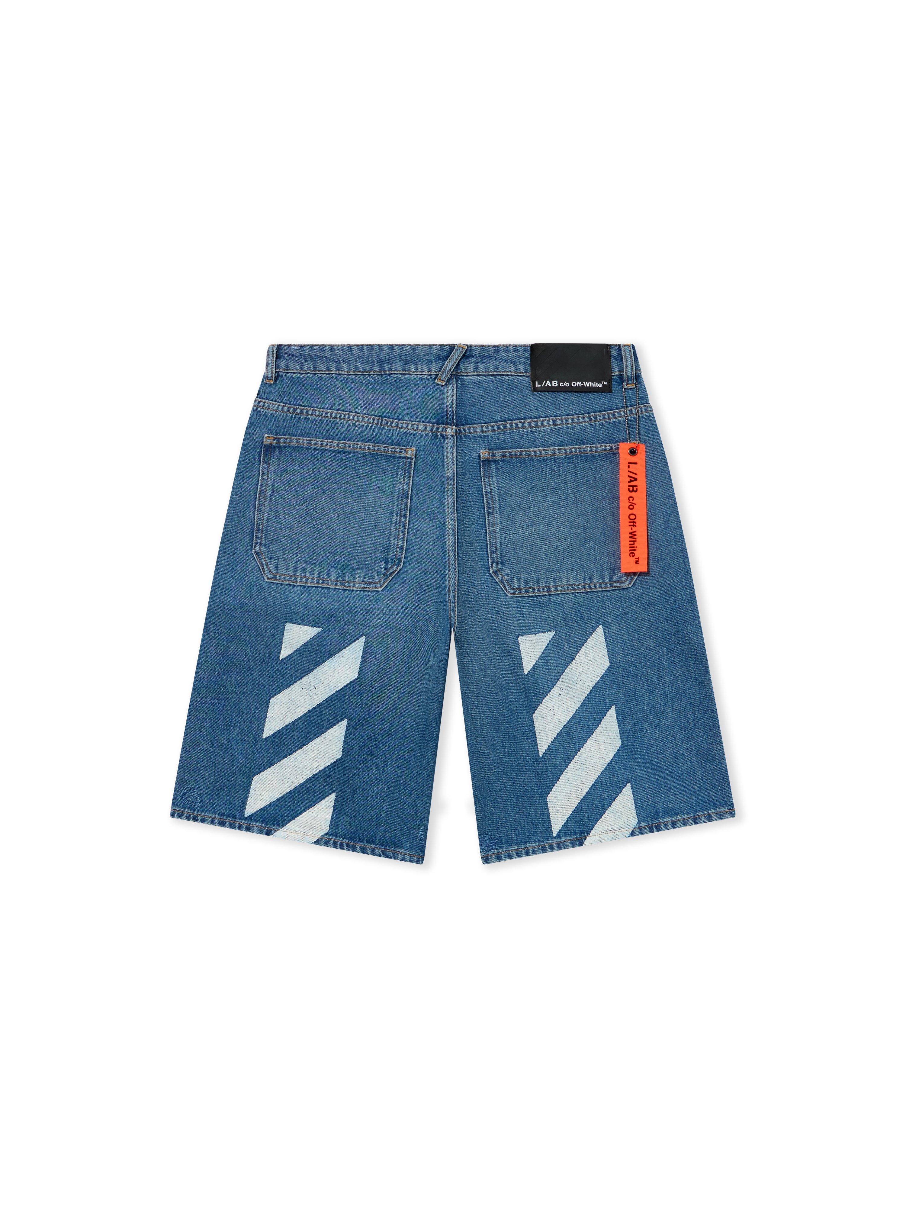 Off-White L/AB Diagonal Denim Shorts