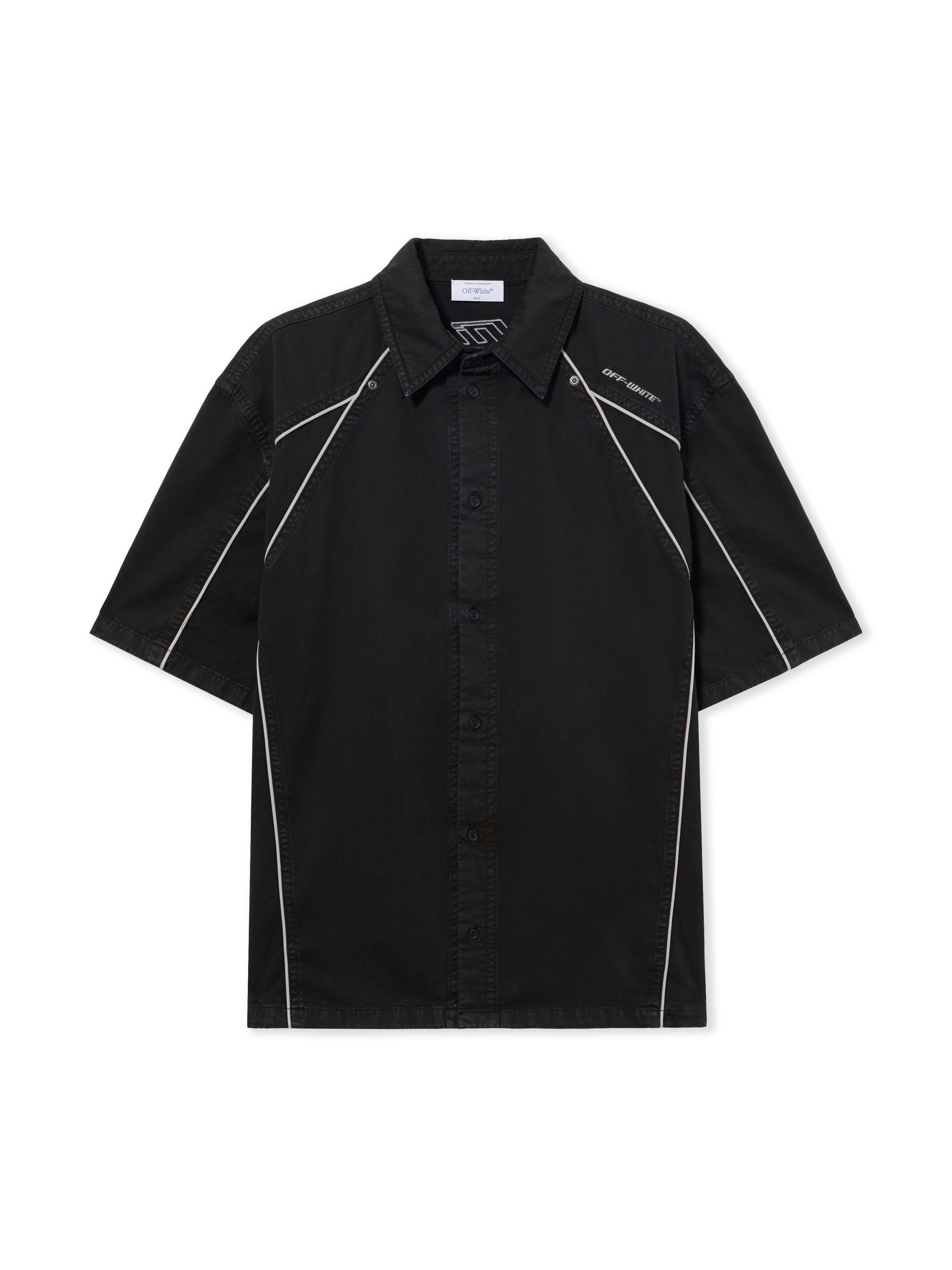 Off White Uomo Nero Camicia Bowling Owr Garment-Dyed Gabardine Sporty - Camicie 44