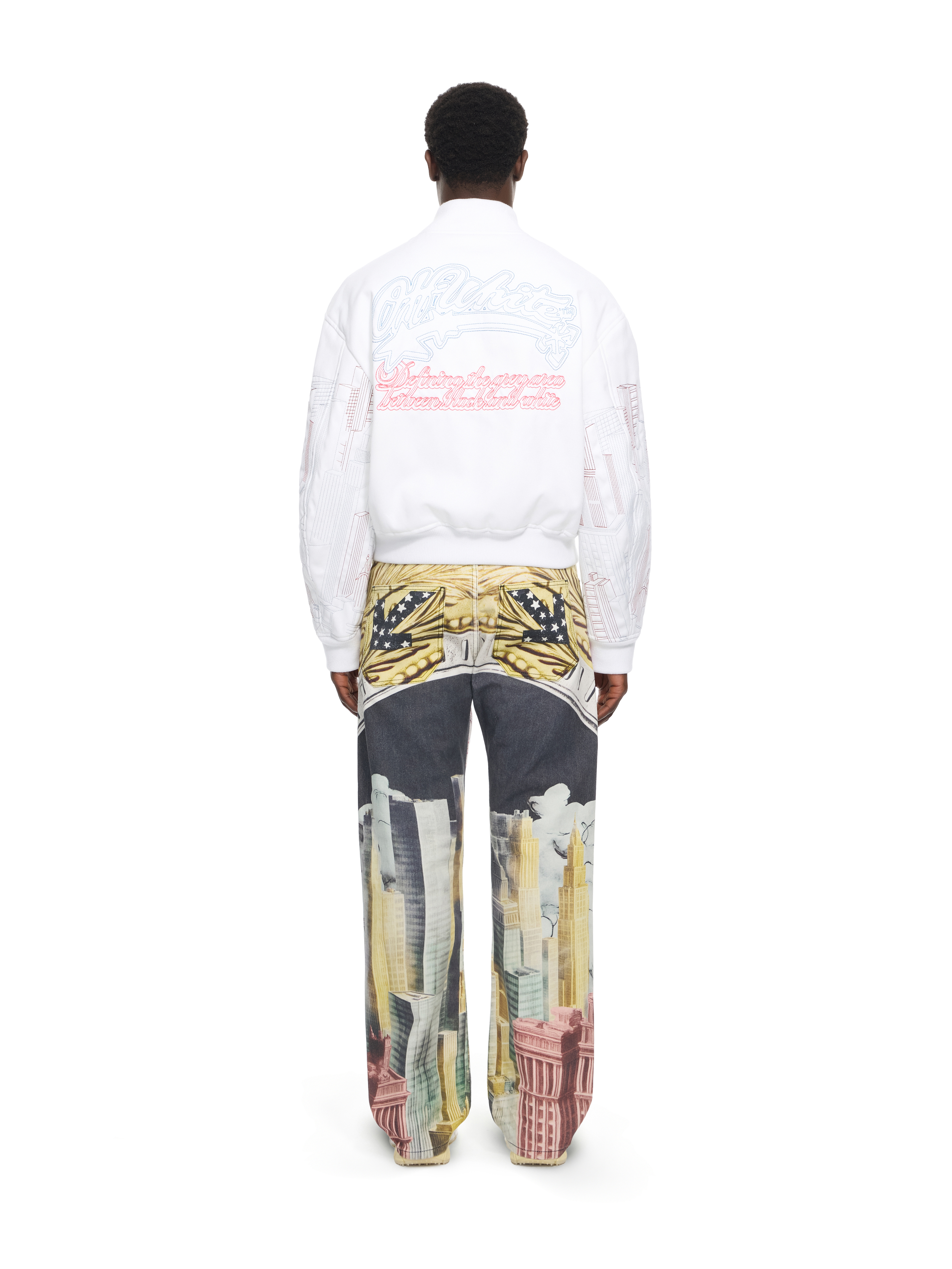 Off-white Skyline Cropped Bomber In White