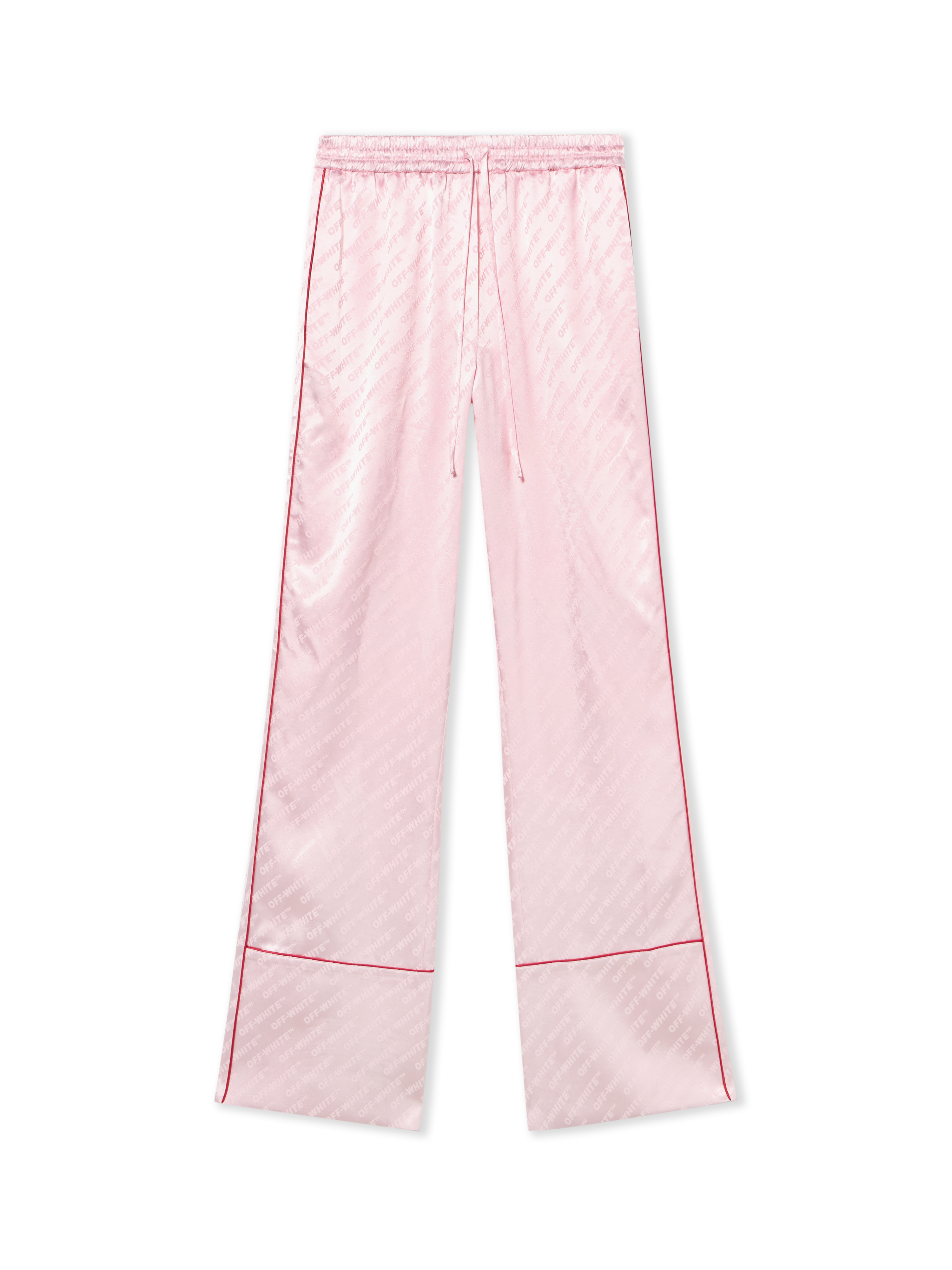 Off-white Women Pink Jacquard Satin Pajama Pants, 32 Luxury Pants For Women Darveys