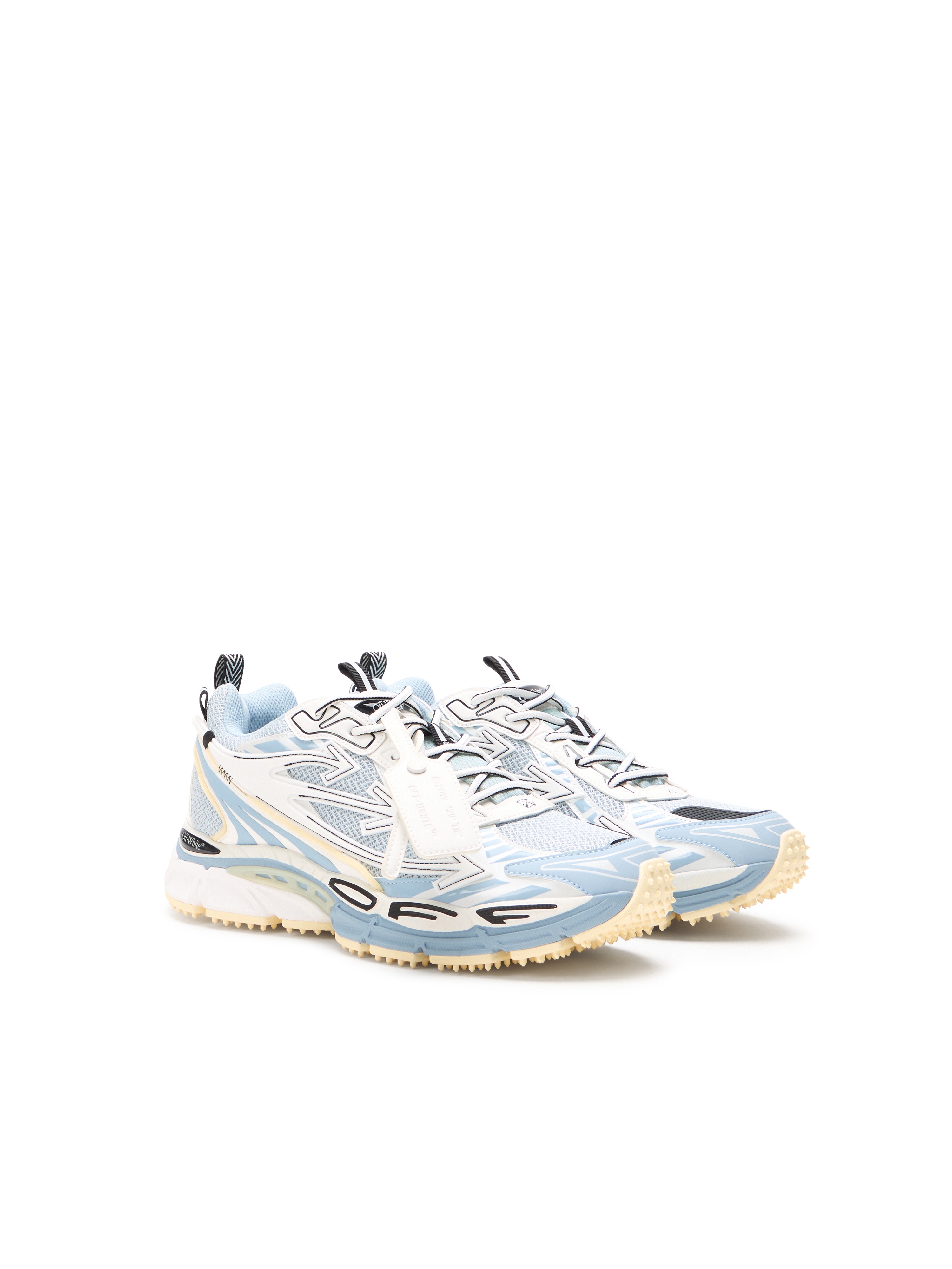 Off-white Mesh Sneakers Round Toe Rubber Sole Pull Tab In Multi